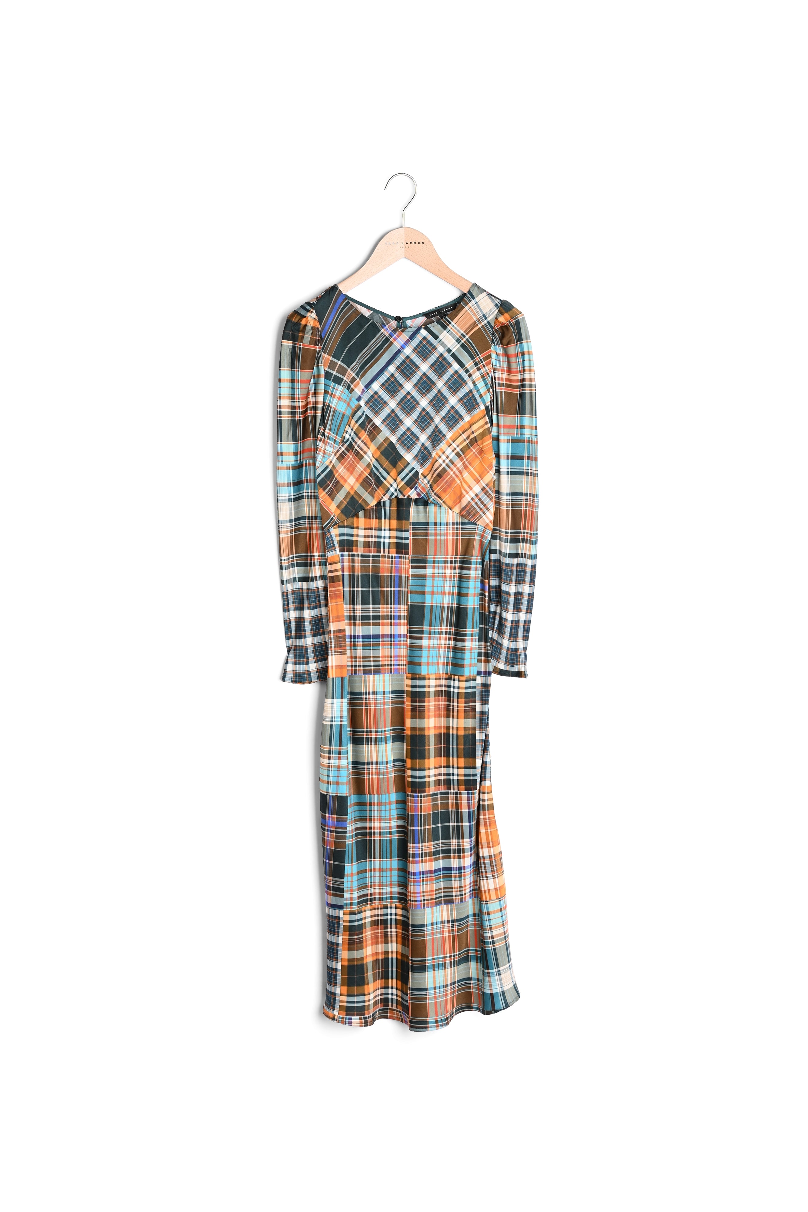 Robe Rozica tartan écossais sur satin viscose Faume - seconde main
