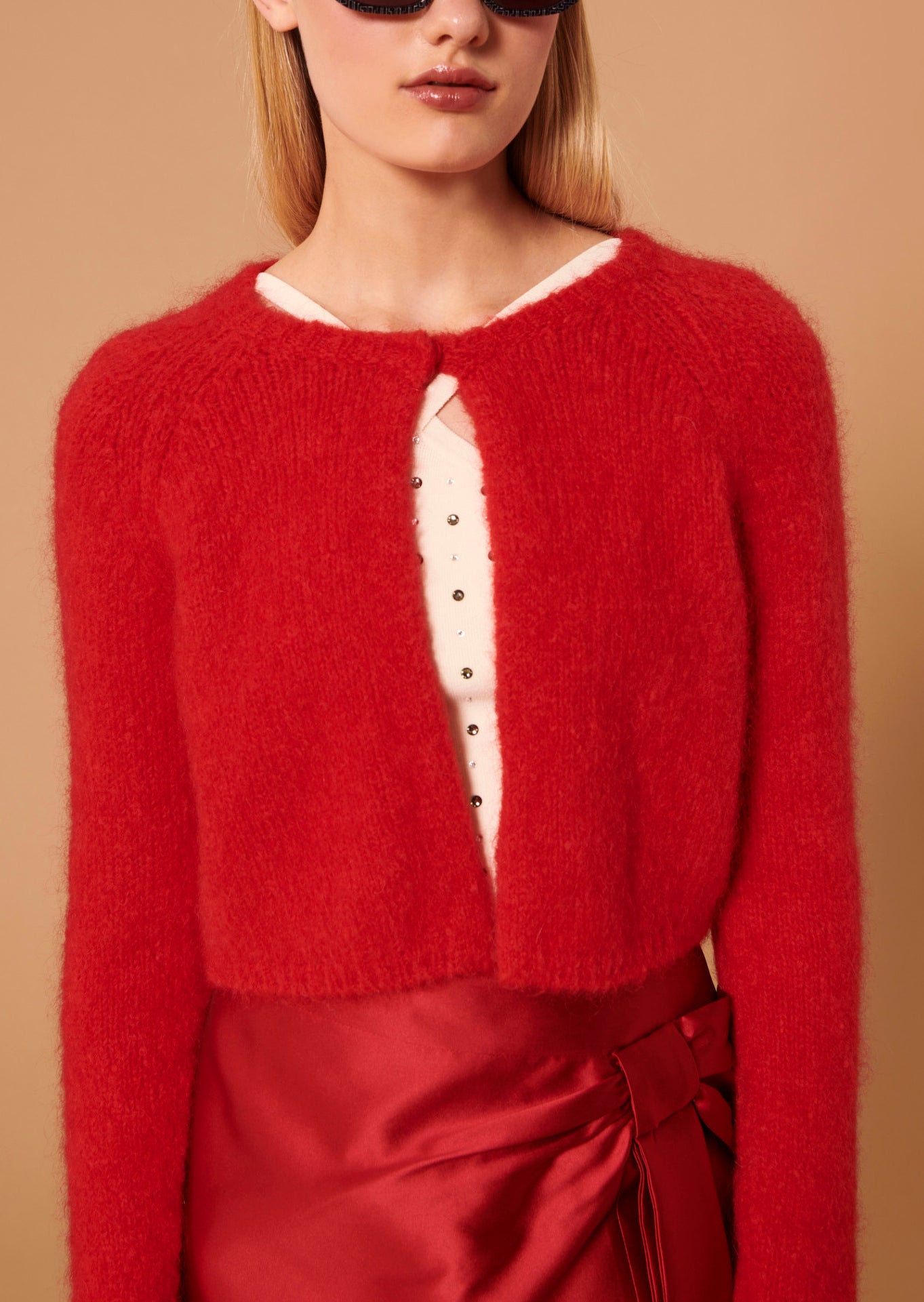 Gilet Glory rouge en mohair Faume - seconde main