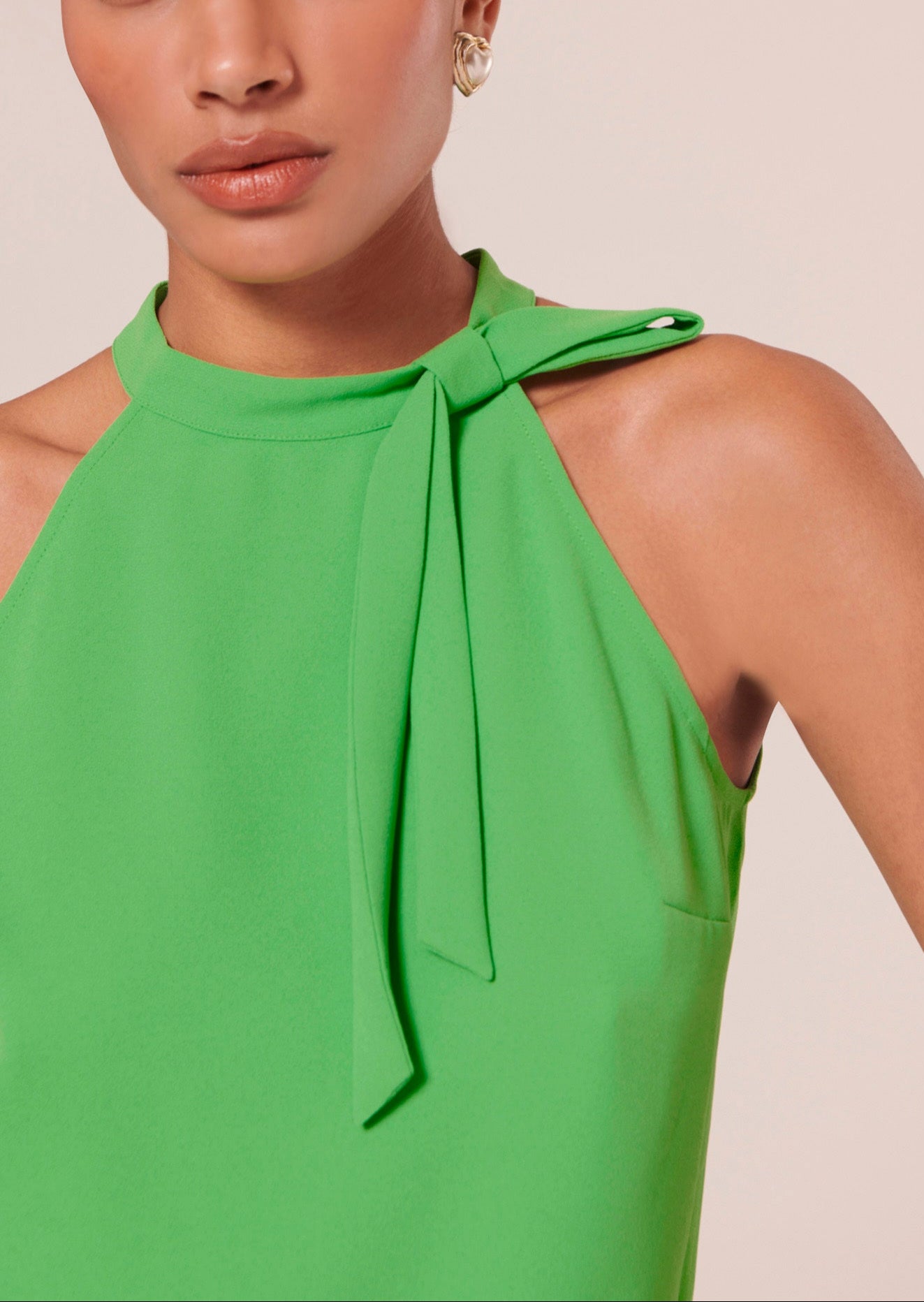 Top Tierri vert en crêpe Faume - seconde main