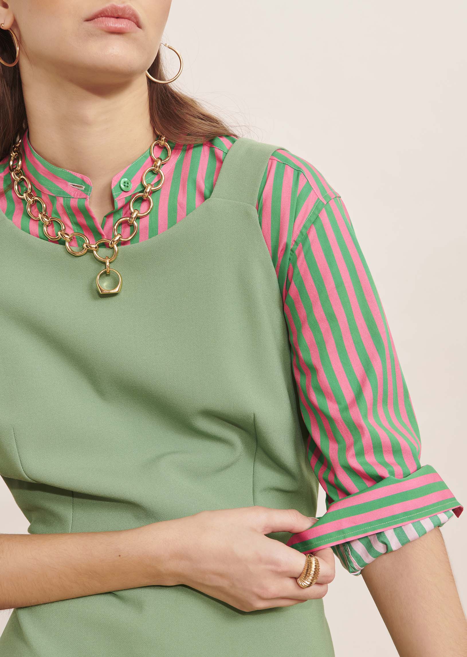 Robe Rebelle vert pale en toile double Faume - seconde main