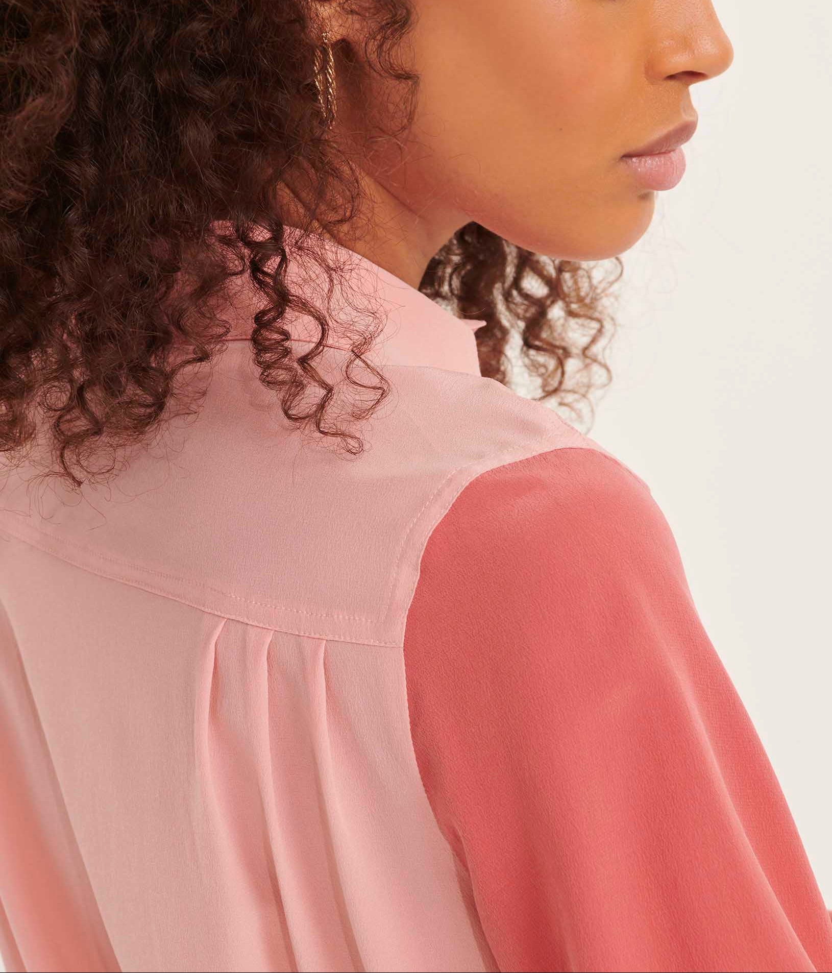 Chemise Canella vieux rose en crêpe de Chine Faume - seconde main