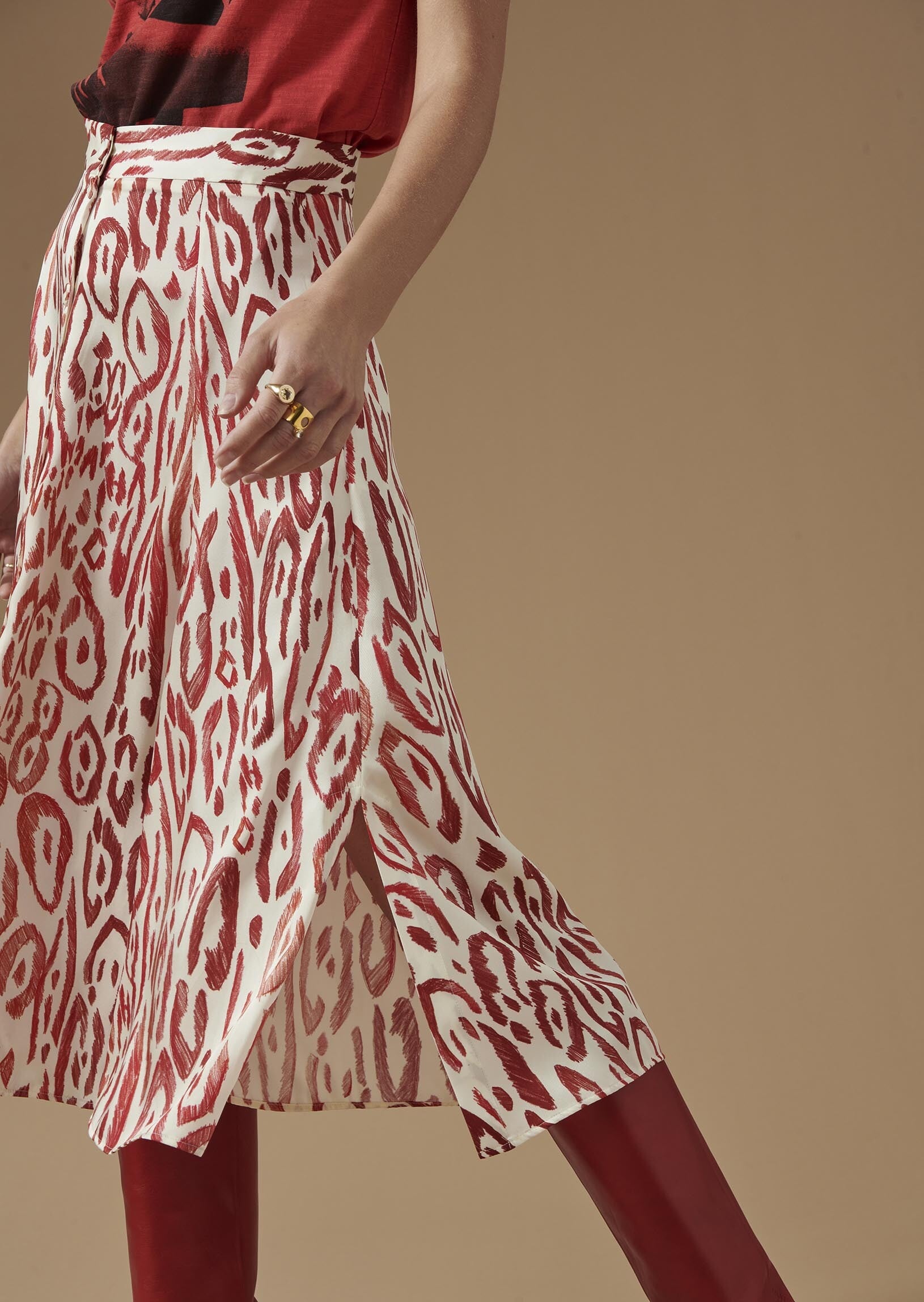 Jupe Jesta écrue imprimé graphique léopard Faume - seconde main