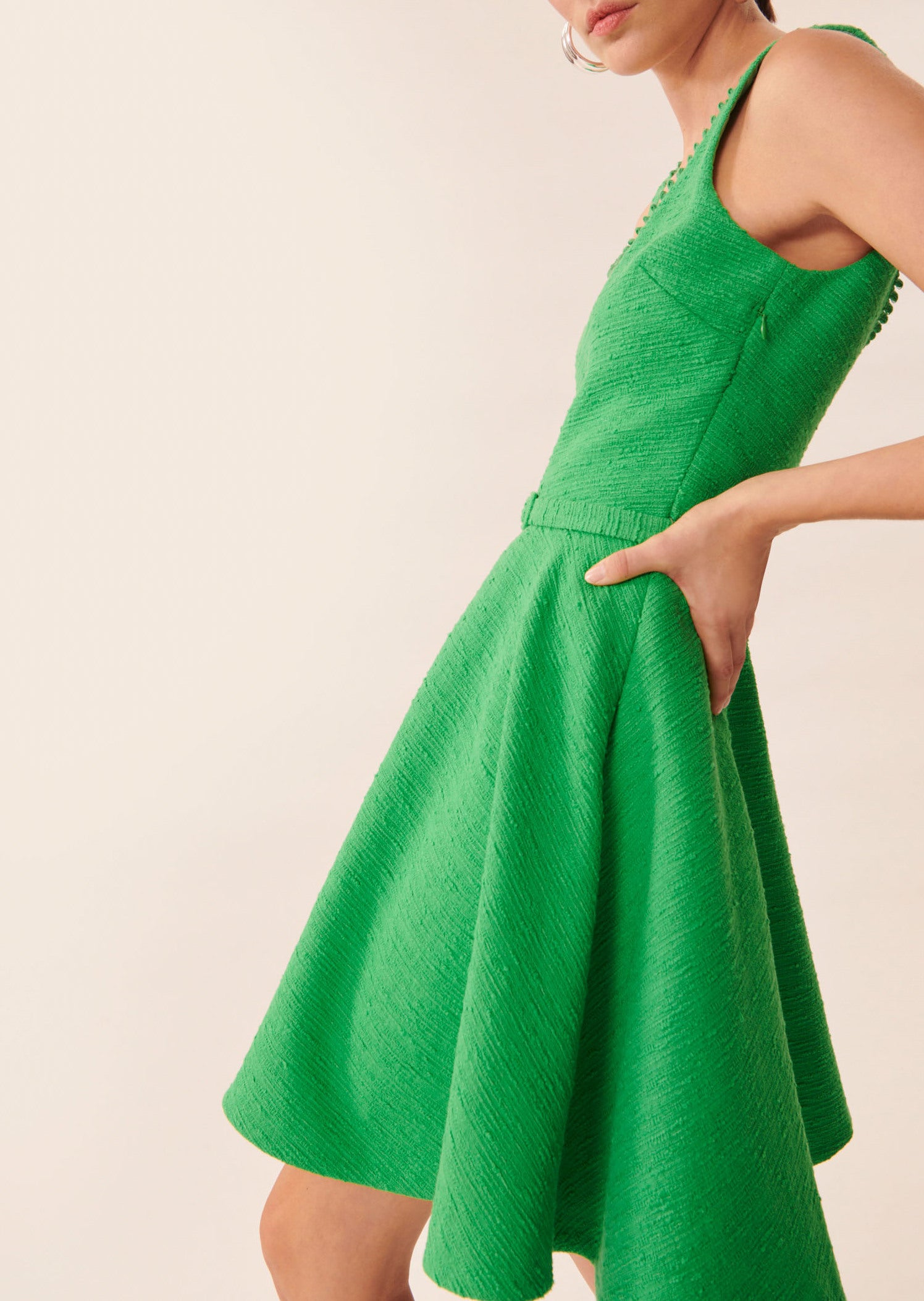 Robe Ritz vert émeraude en tweed Faume - seconde main