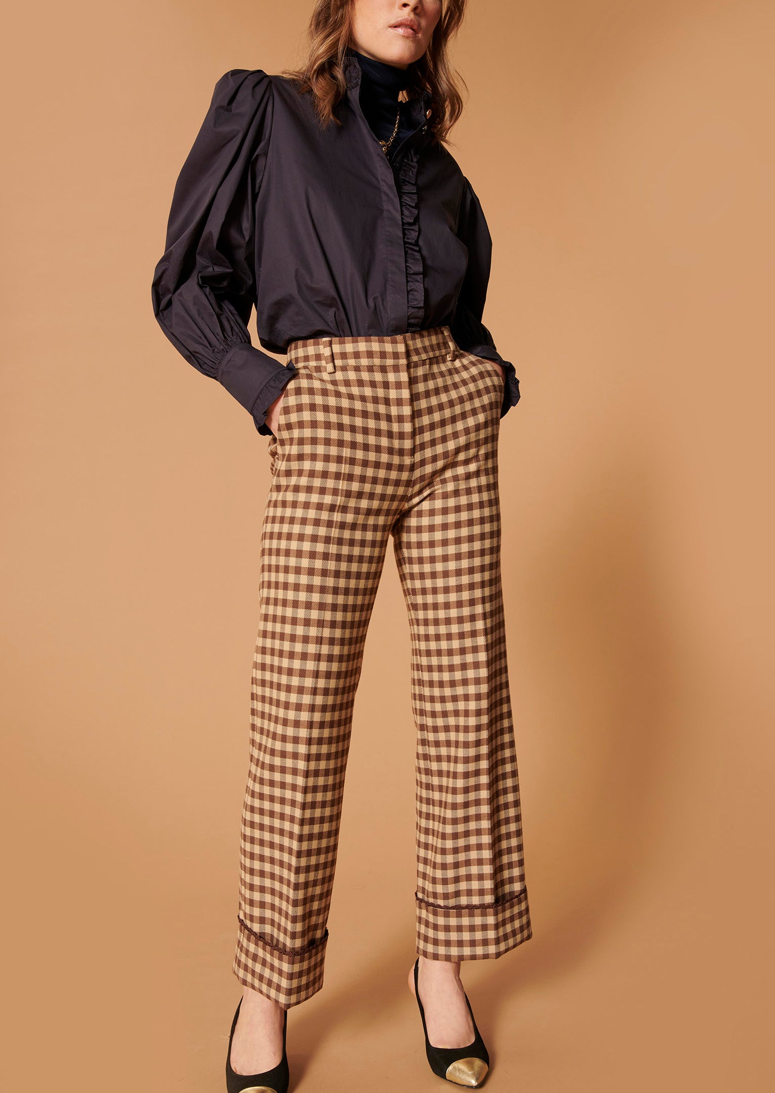 Pantalon Phil beige à carreaux Faume - seconde main