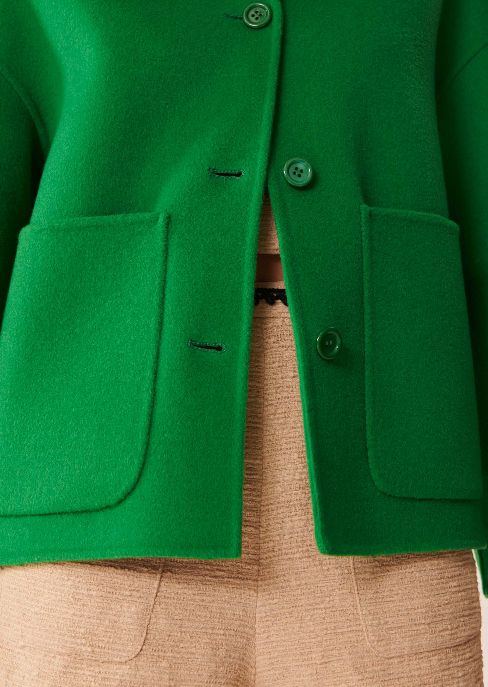 Manteau Madrid vert émeraude en laine double face Faume - seconde main