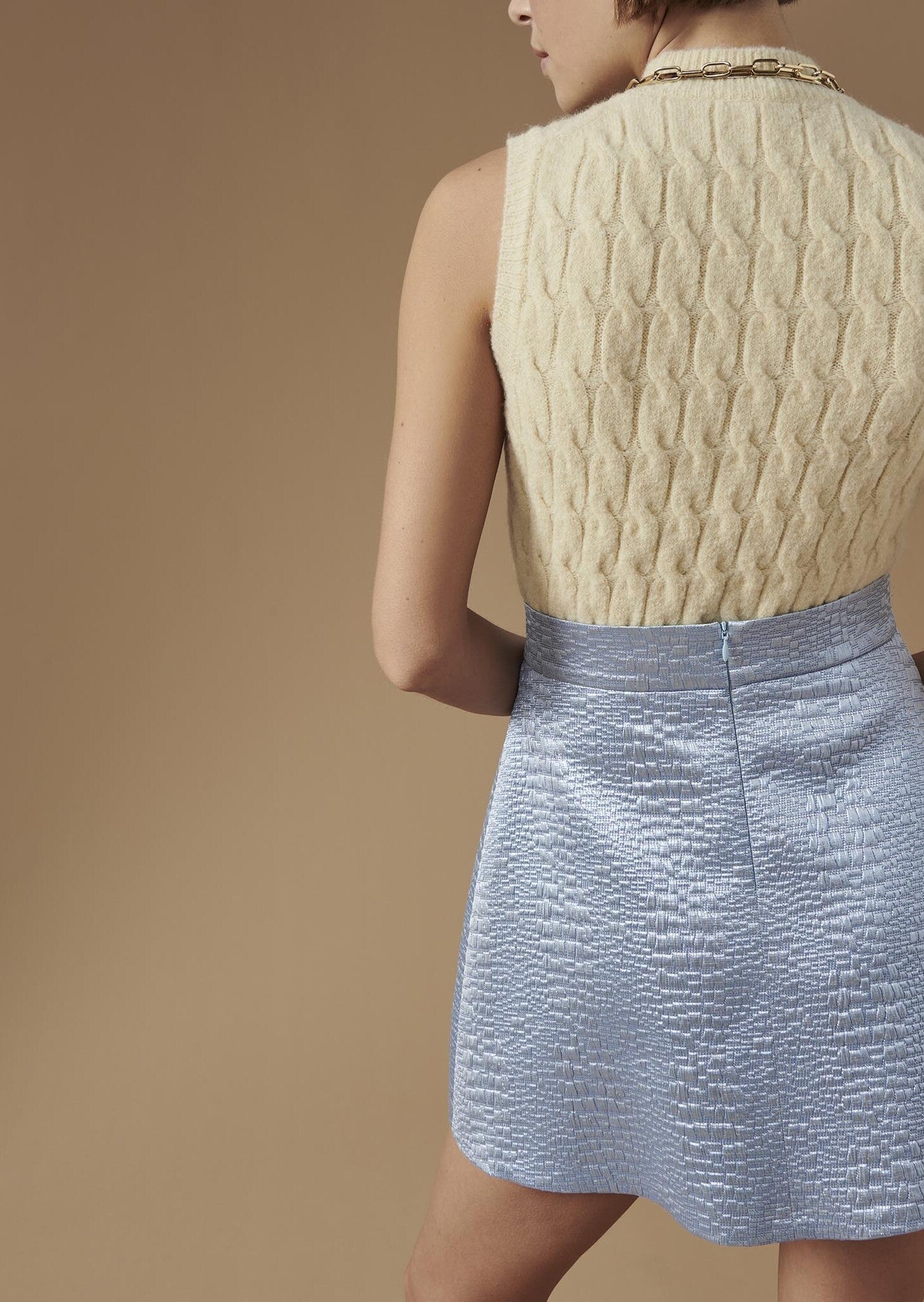 Jupe Jaina bleu clair en jacquard lurex Faume - seconde main