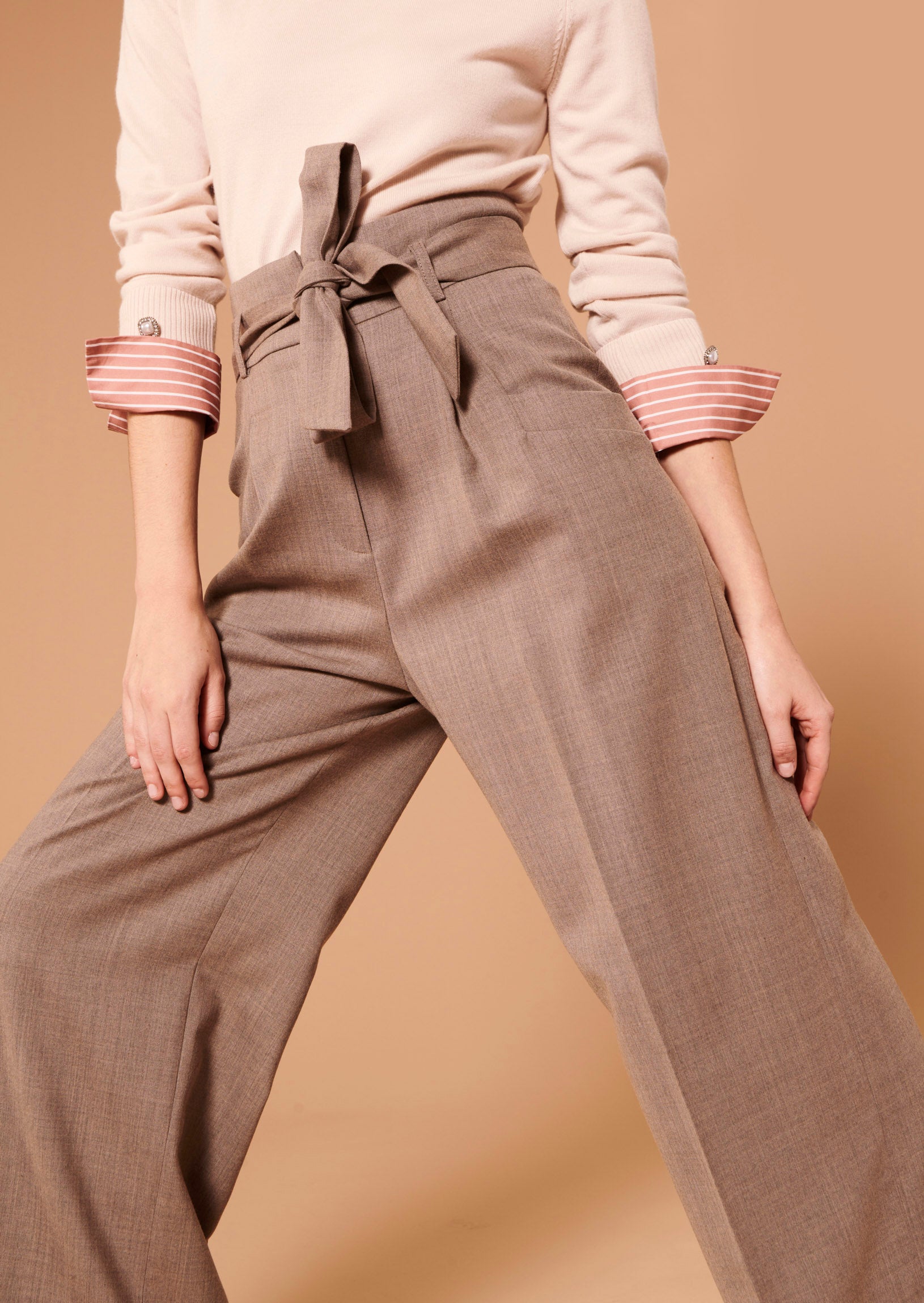 Pantalon Pyla beige en flanelle Faume - seconde main