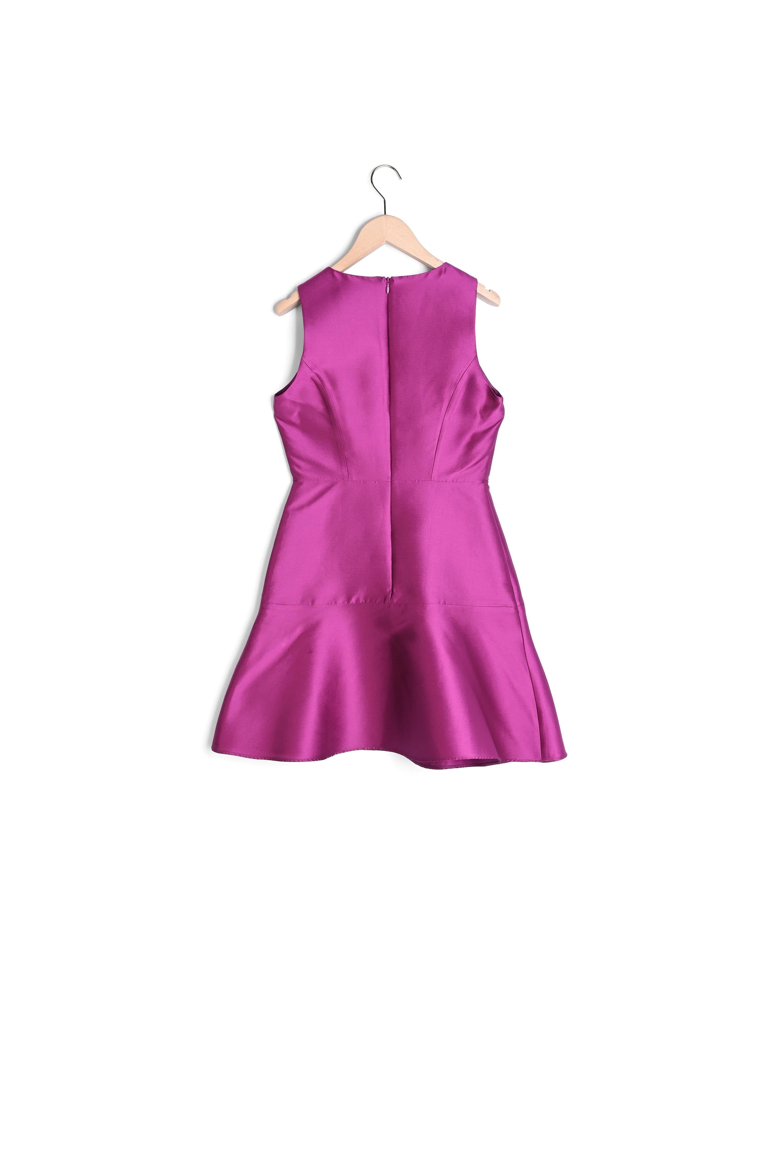 Robe courte aubergine en satin duchesse Faume - seconde main