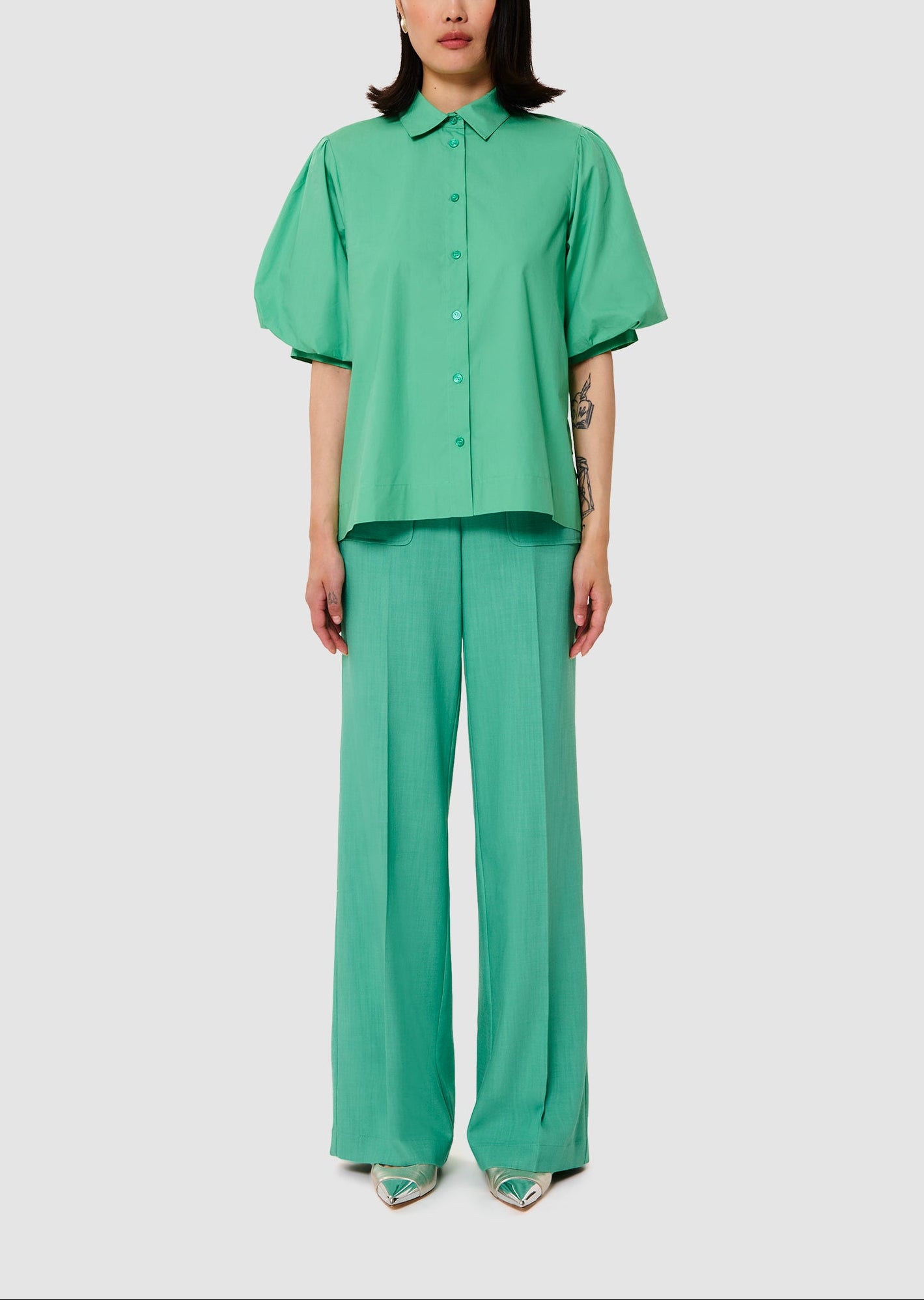 Chemise verte en popeline Calypso Faume - seconde main