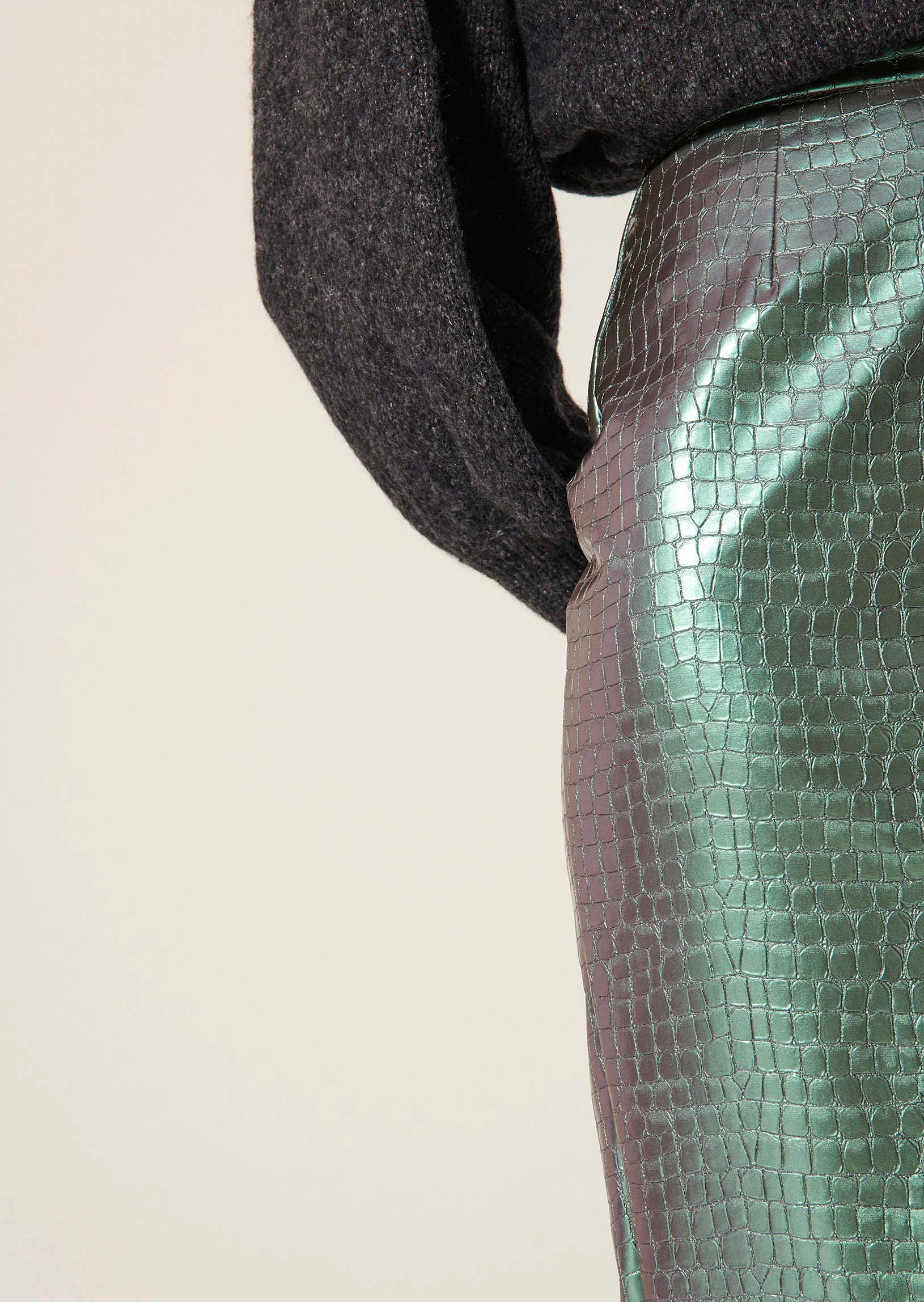 Jupe Jacquetta gris irisé imitation croco Faume - seconde main