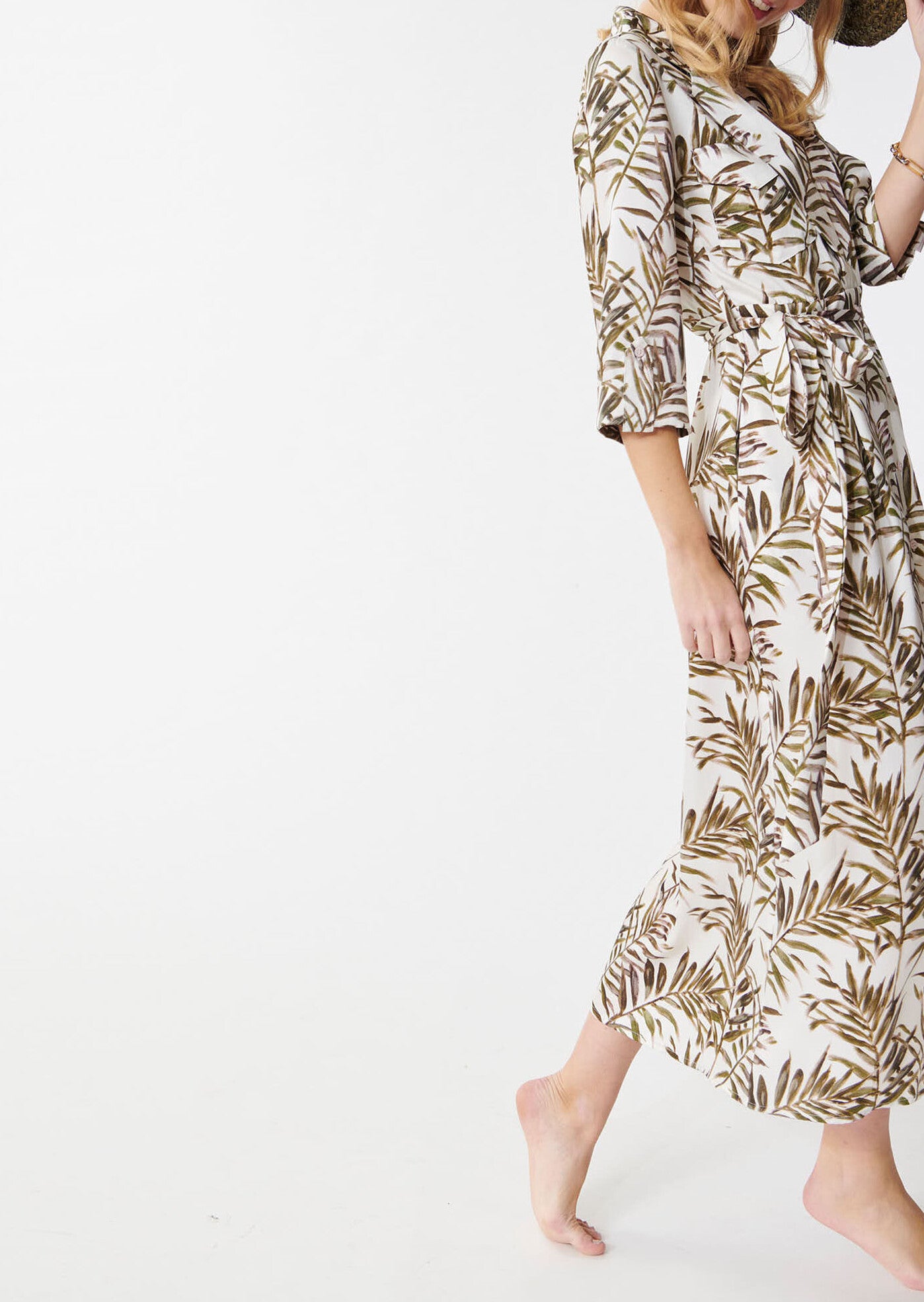 Robe Reyna écrue imprimé palmes Faume - seconde main