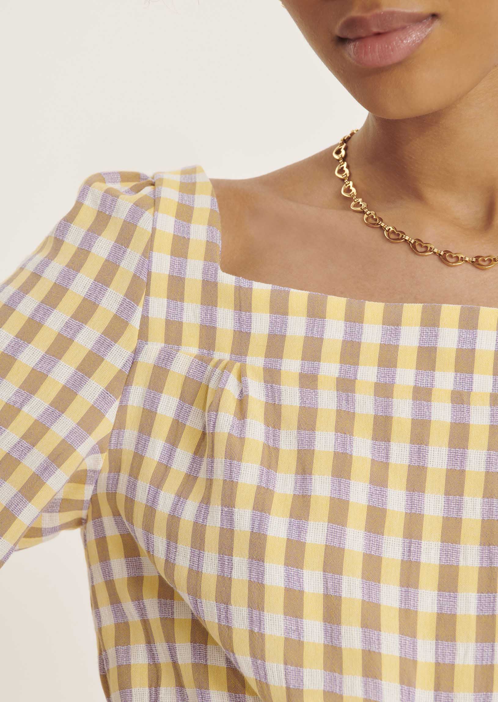 Robe Rivari violette en vichy Faume - seconde main