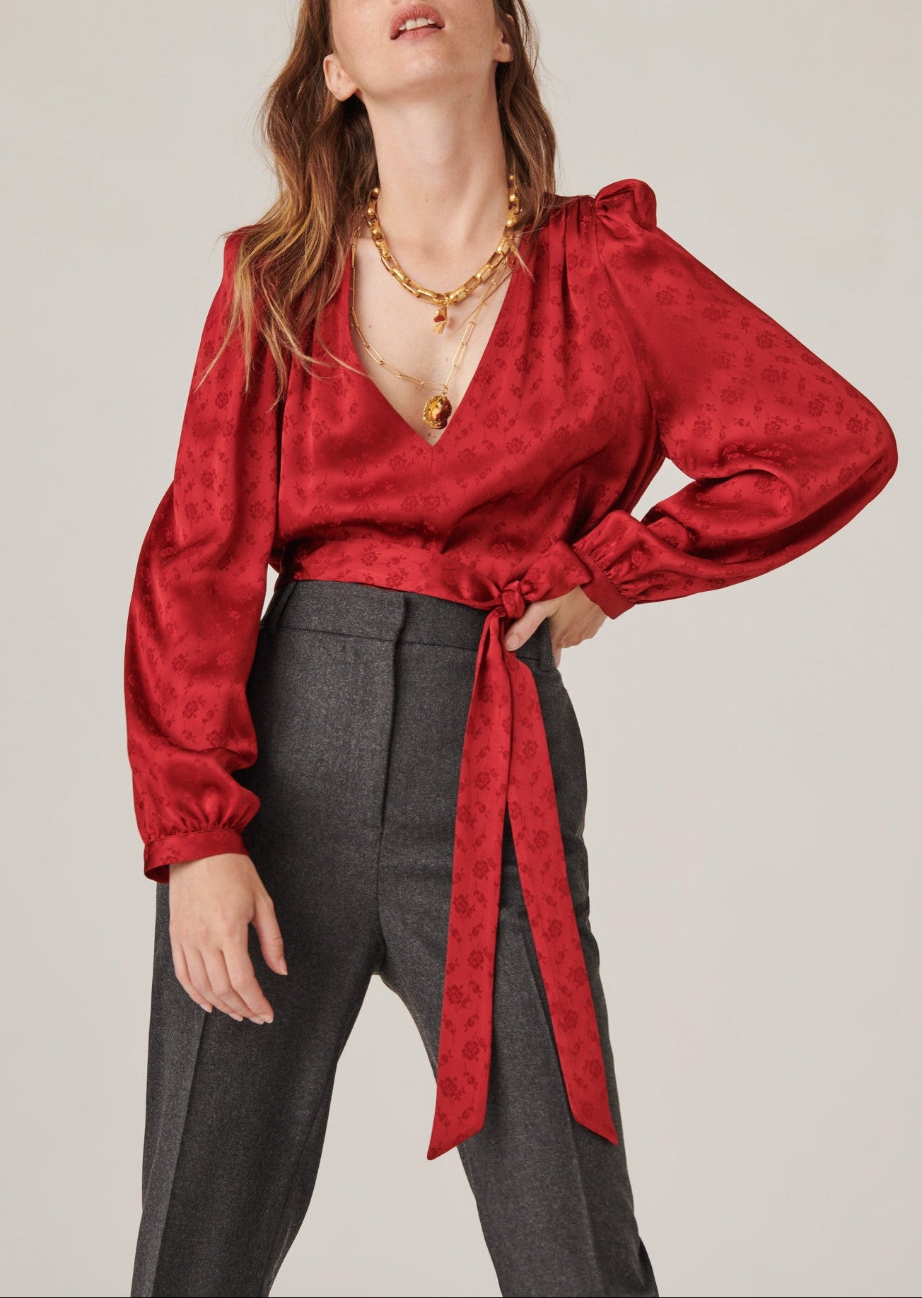 Blouse Trivia flamme en jacquard viscose petites fleurs Faume - seconde main