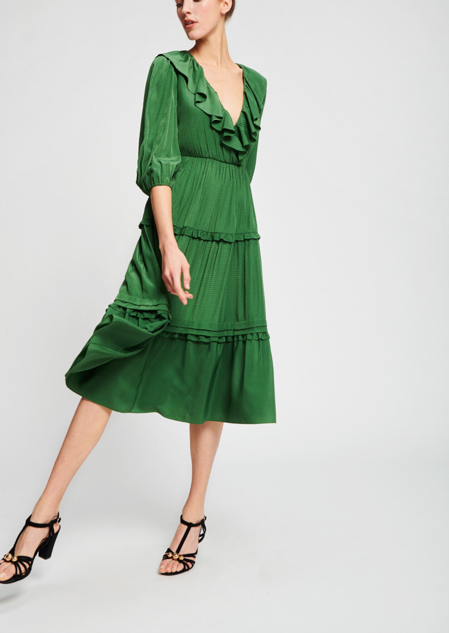 Robe verte à volants Faume - seconde main