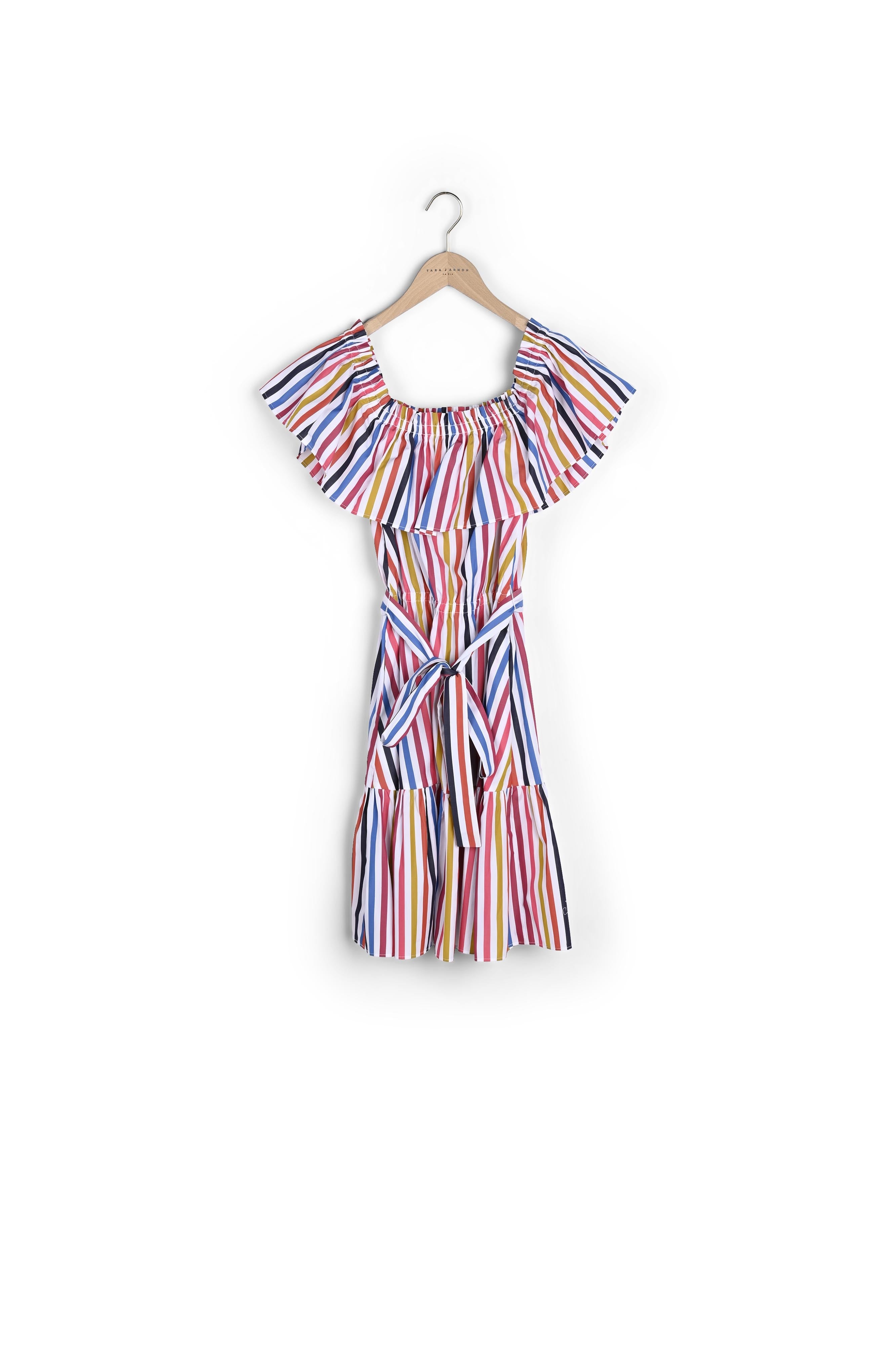 Robe blanche à rayures multicolores Faume - seconde main