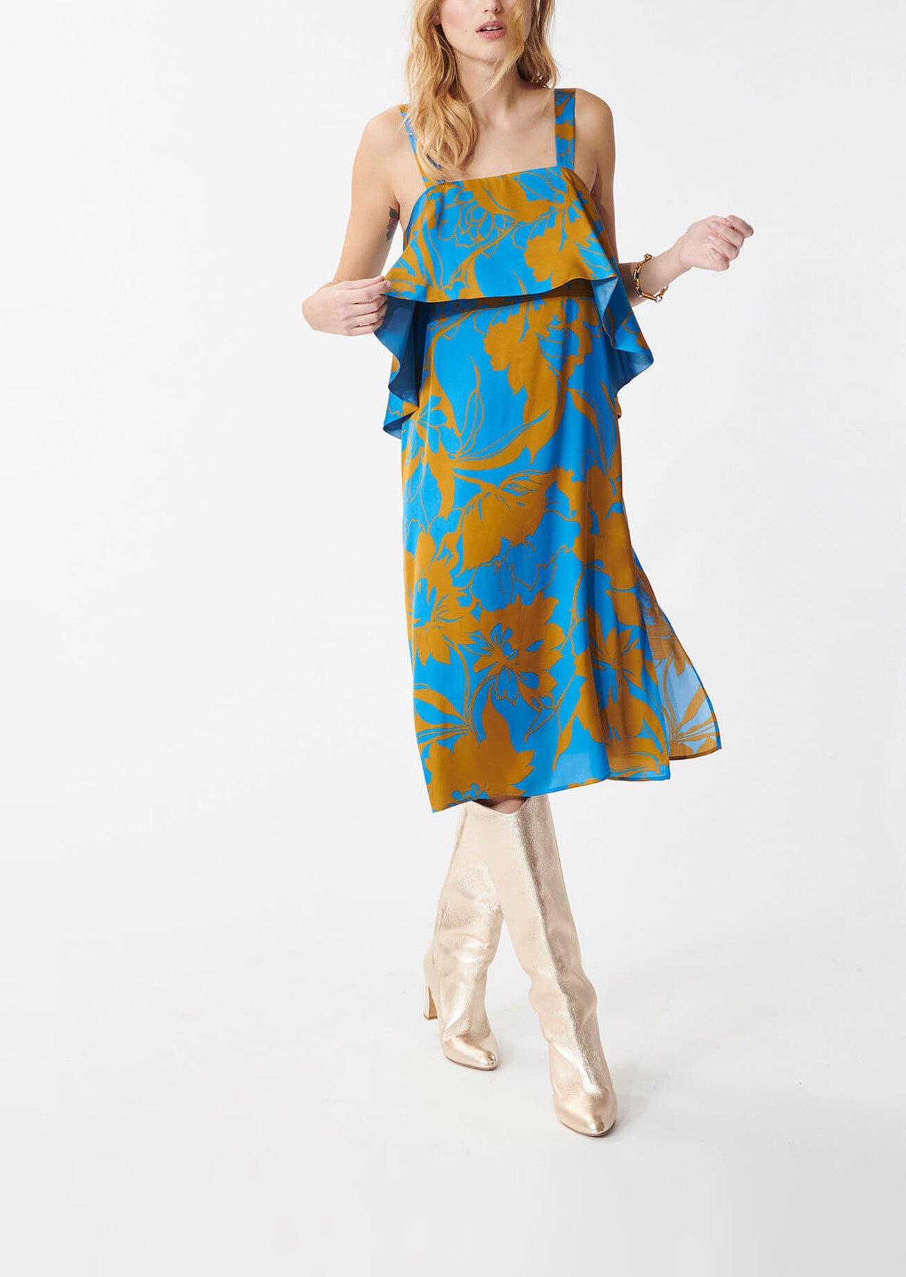 Robe Riisi mordorée imprimé maxi fleurs en viscose Faume - seconde main