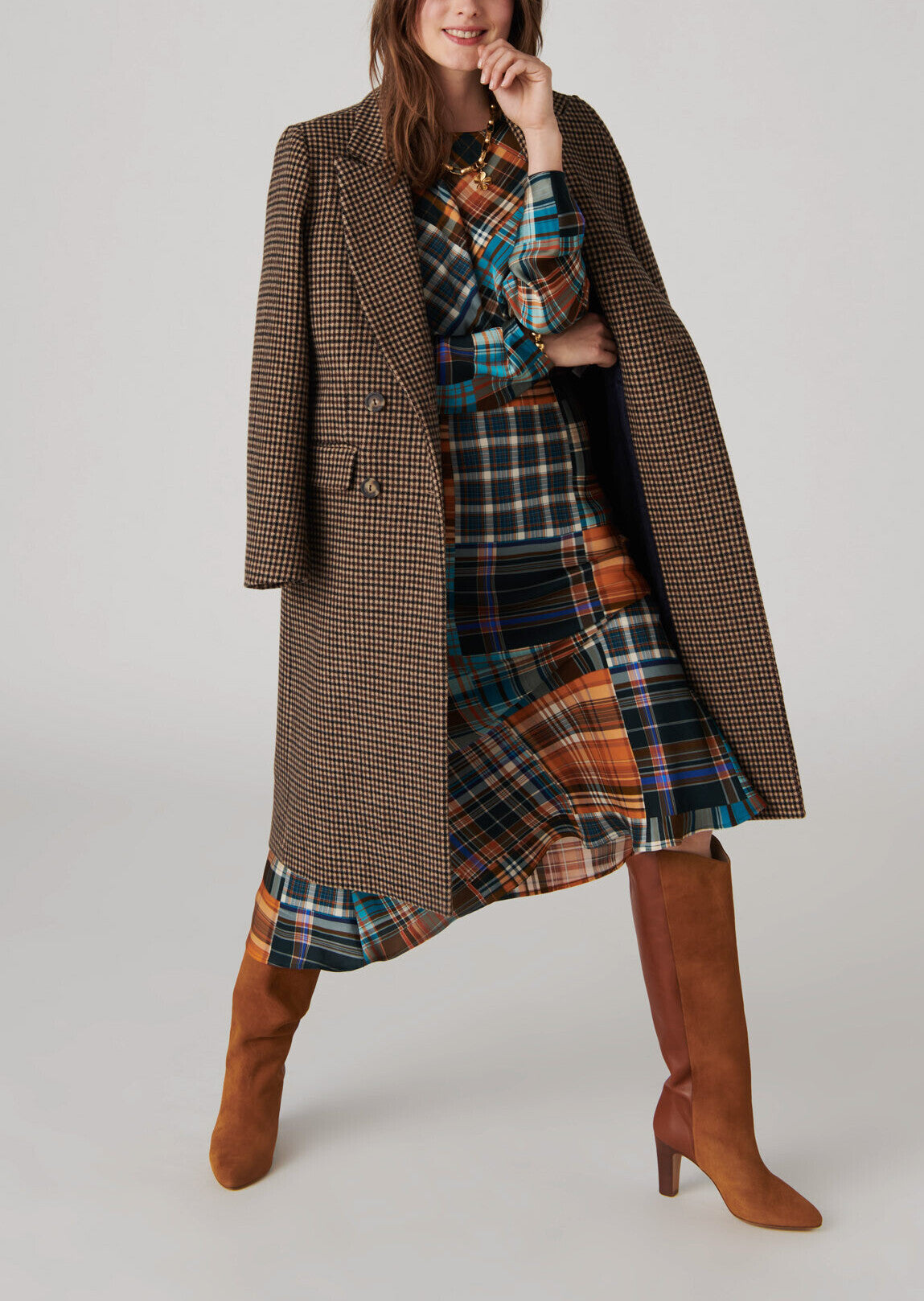 Robe Rozica tartan écossais sur satin viscose Faume - seconde main