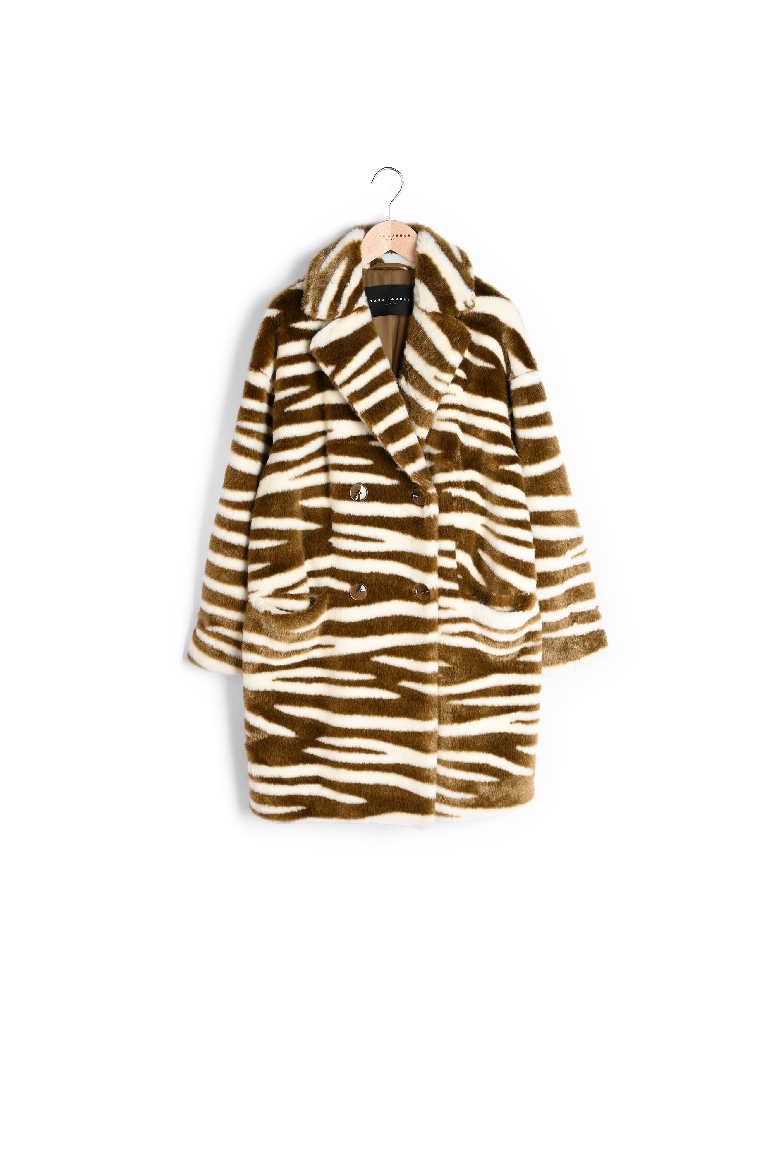 Manteau Masaccio marron en fausse fourrure zèbre Faume - seconde main