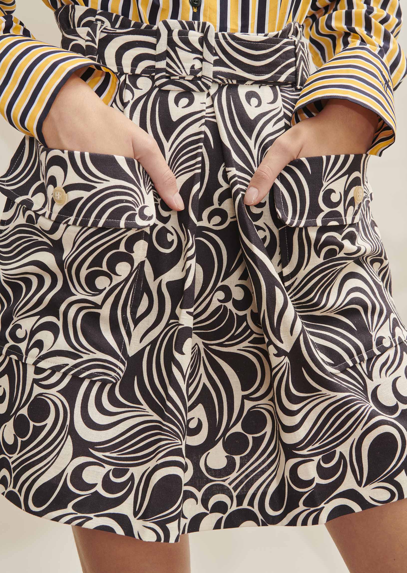 Jupe Joelle écrue imprimé psyche en coton Faume - seconde main