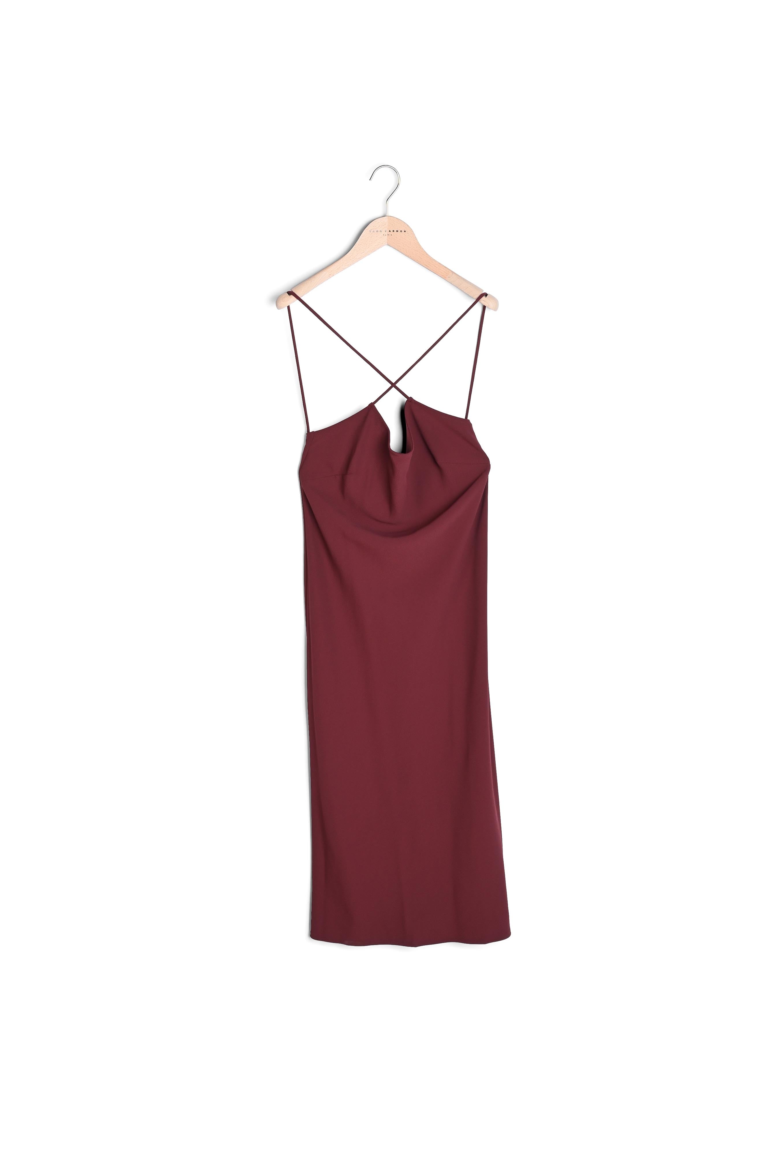 Robe Reany bordeaux en crêpe envers satin Faume - seconde main