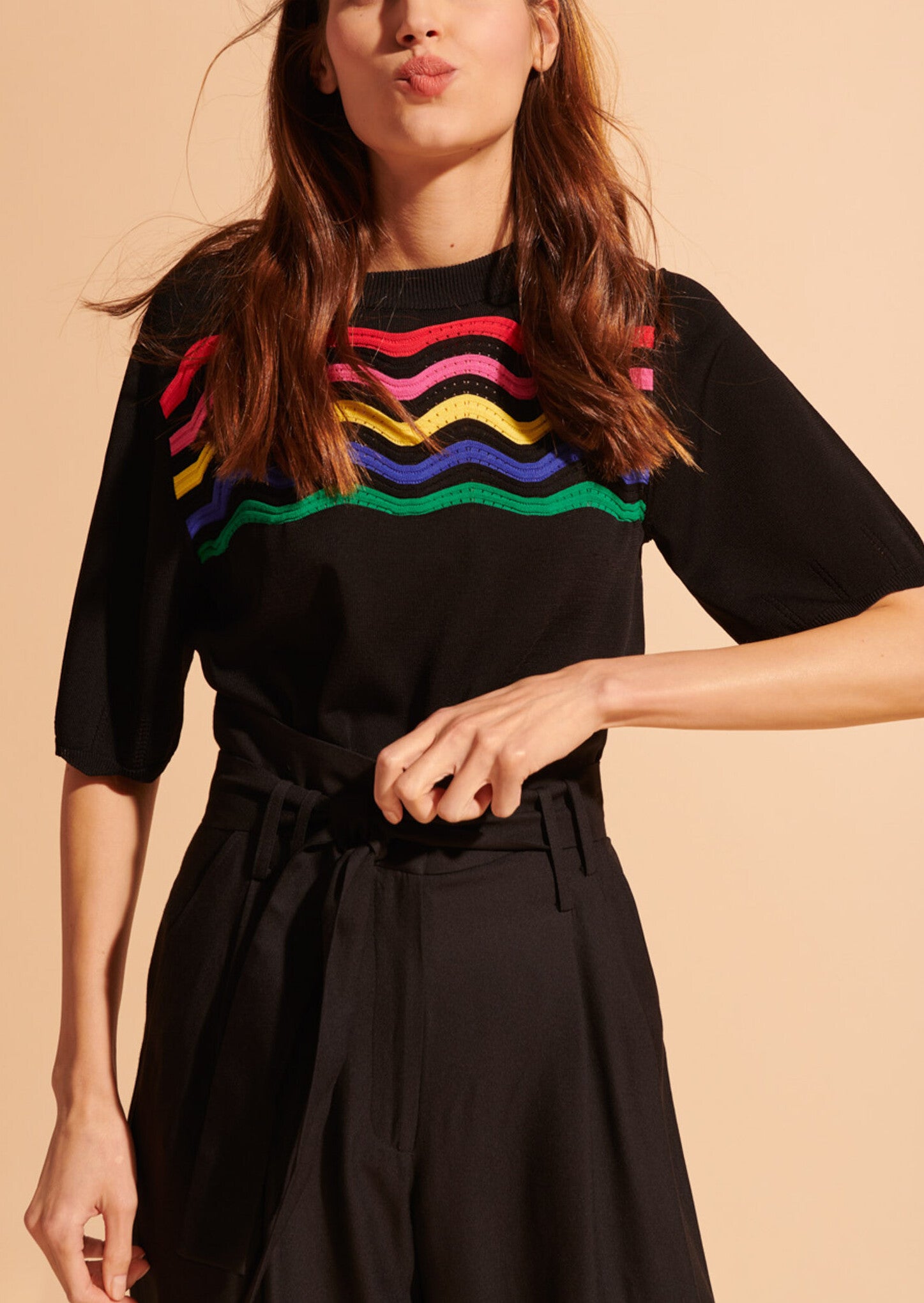 Pantalon Pia noir en crêpe léger Faume - seconde main