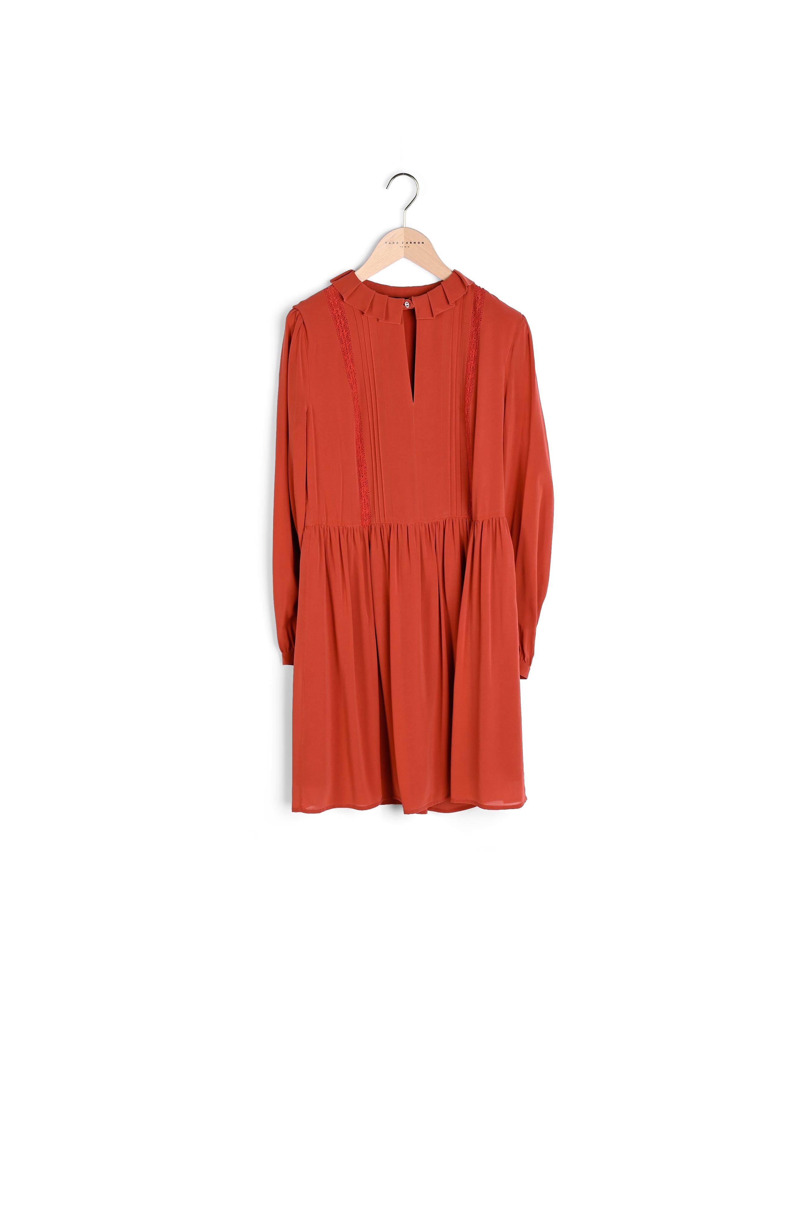 Robe en soie tommette à volants et plissé soleil Faume - seconde main