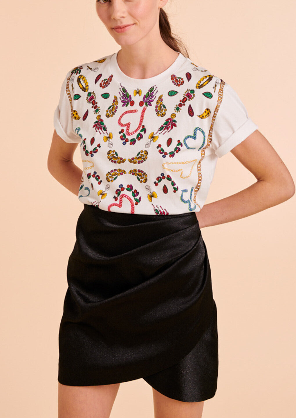 Jupe drapée Janette irisée noire Faume - seconde main