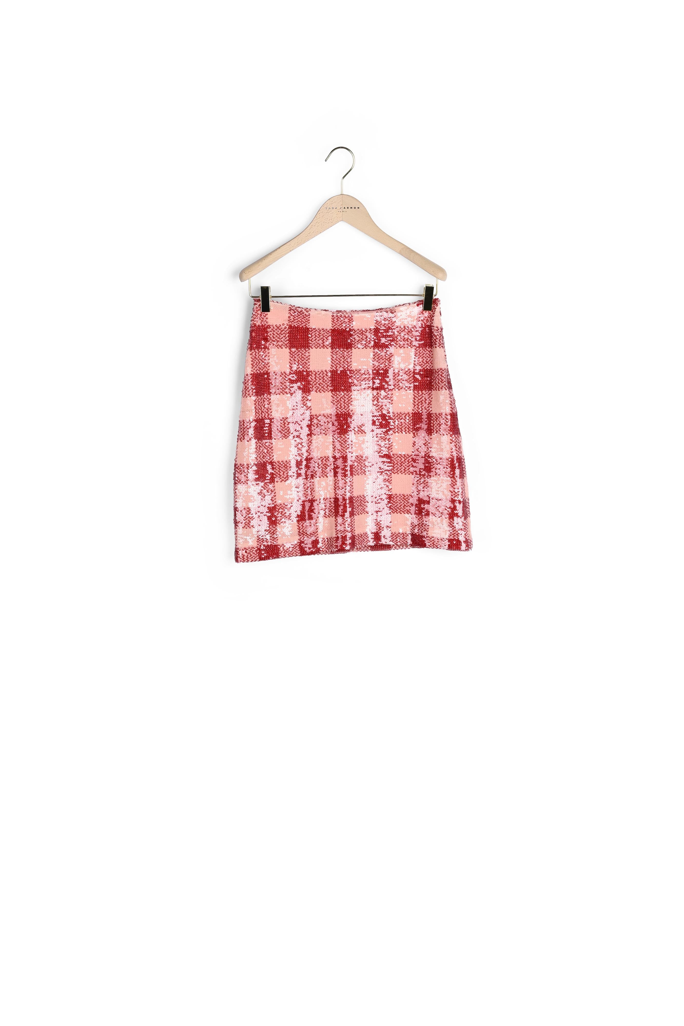 Jupe Jude rouge à carreaux en sequins Faume - seconde main