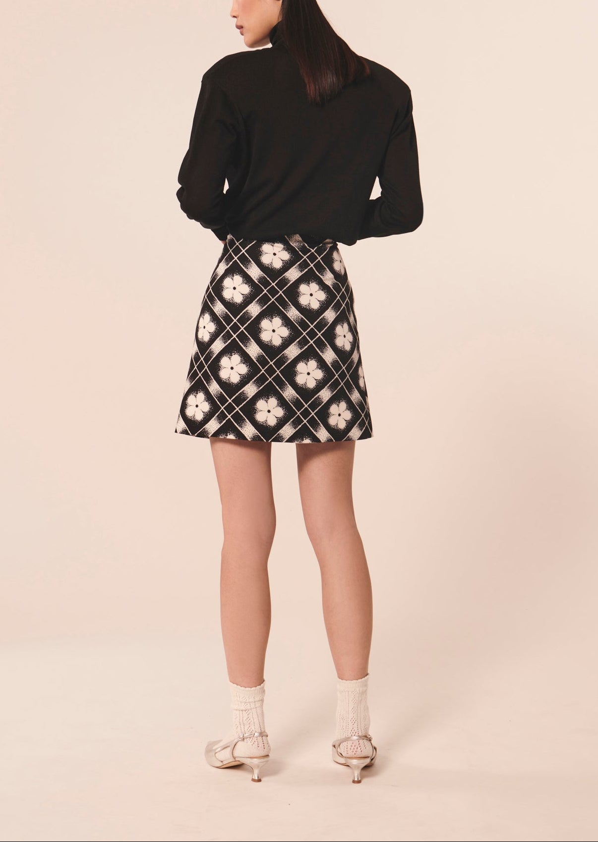 Jupe Jude noire imprimé à fleurs Faume - seconde main