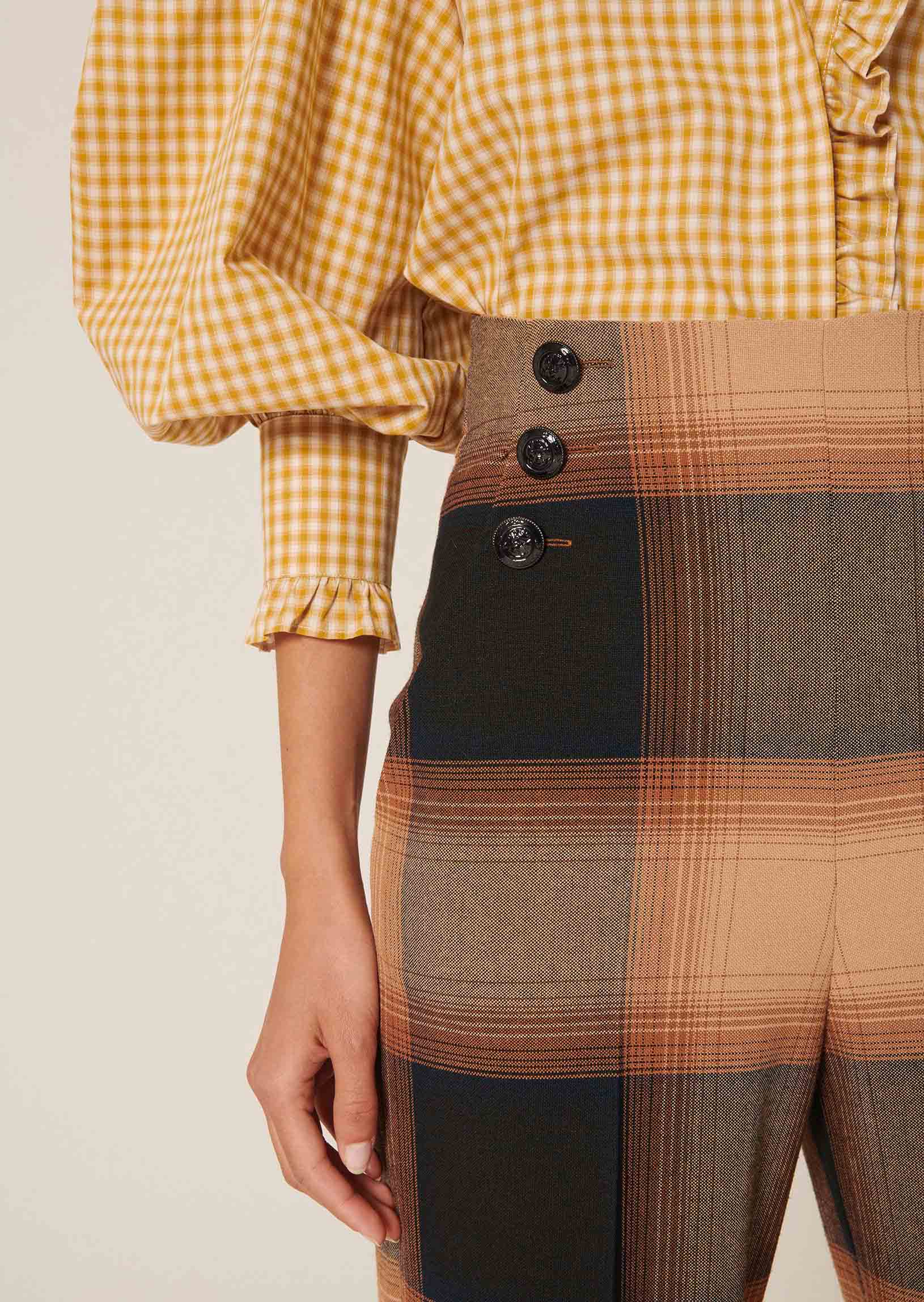 Pantalon Pilar camel en tartan Faume - seconde main