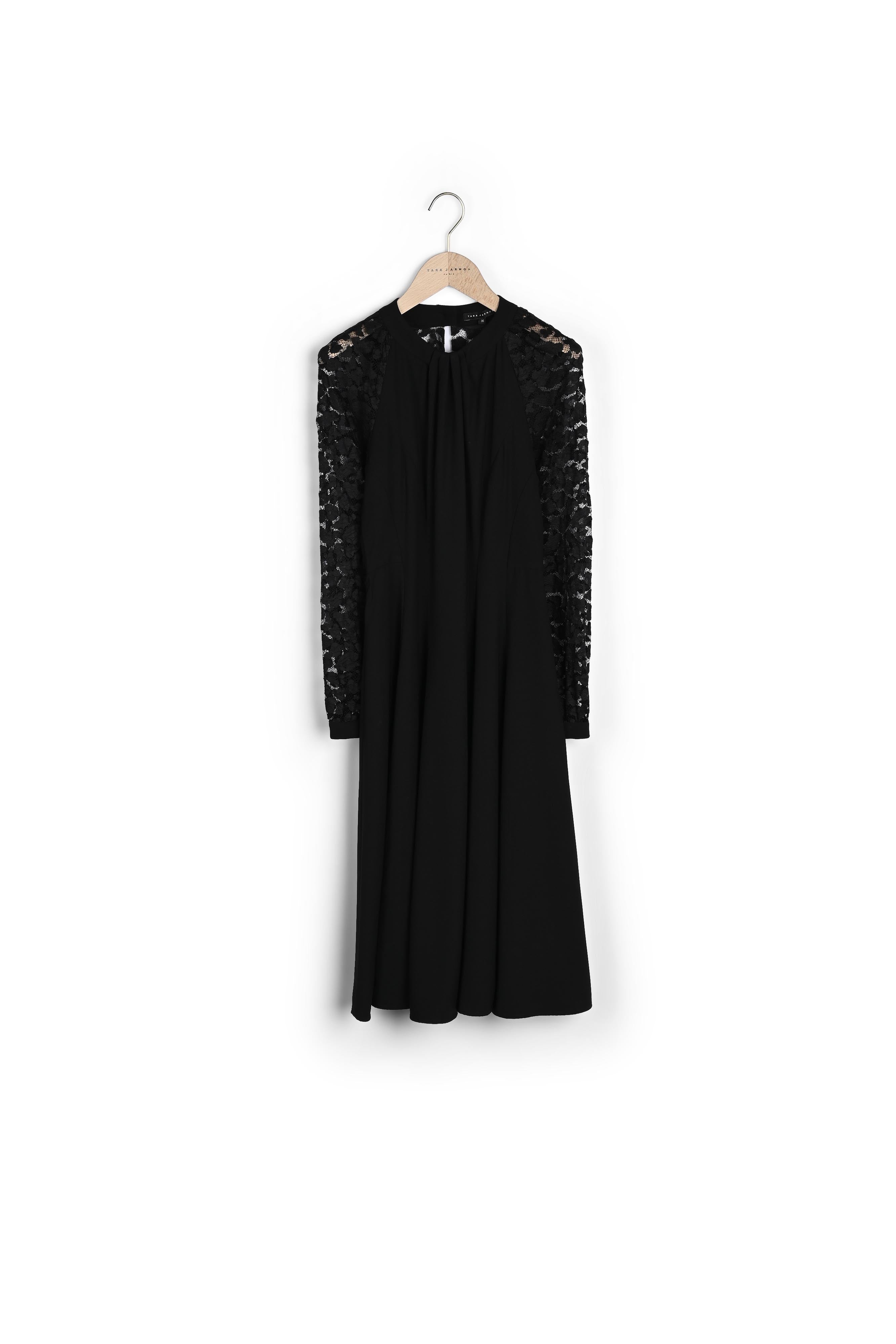 Robe mi-longue noire brodée Faume - seconde main