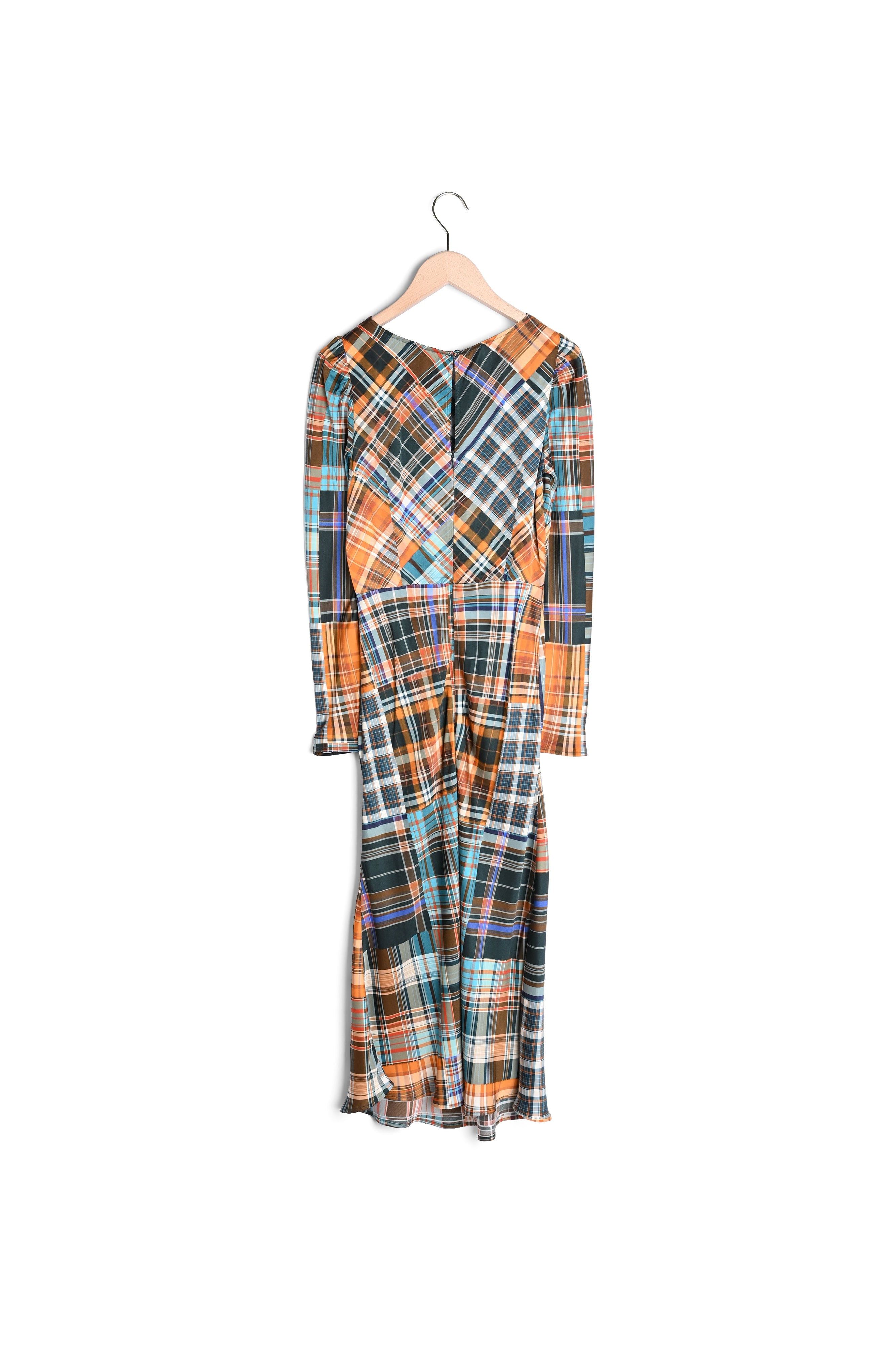 Robe Rozica tartan écossais sur satin viscose Faume - seconde main
