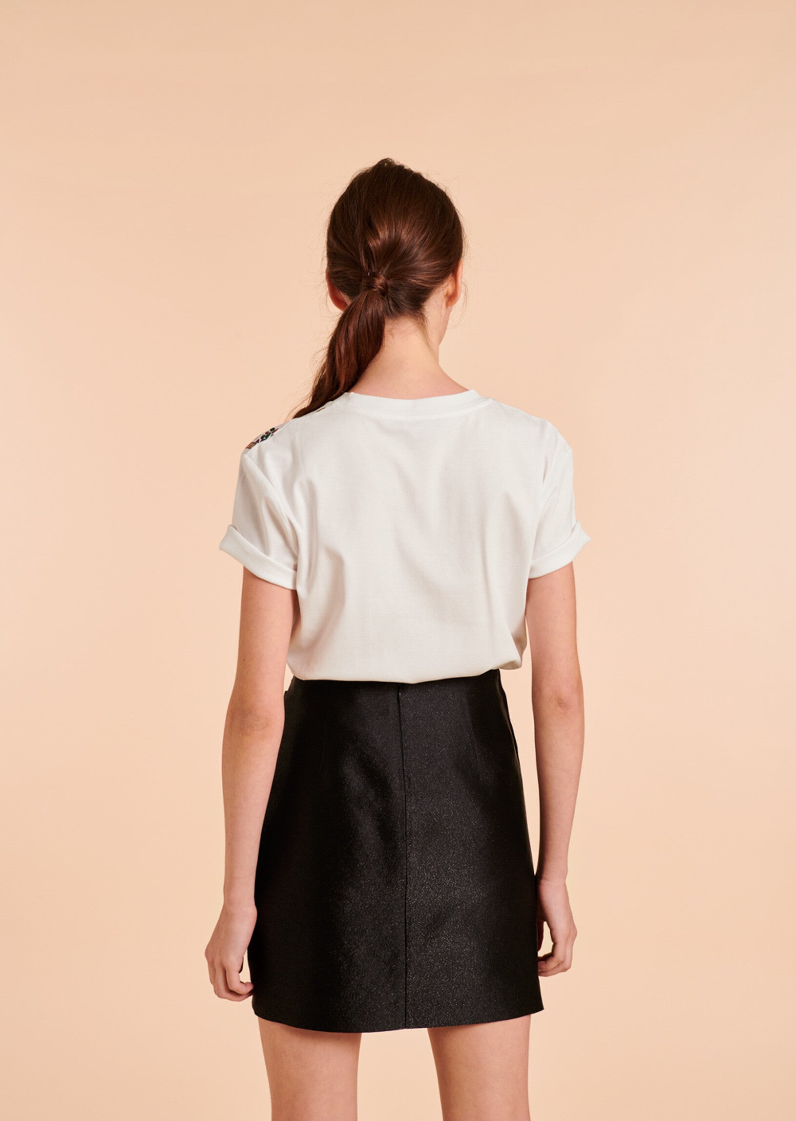 Jupe drapée Janette irisée noire Faume - seconde main