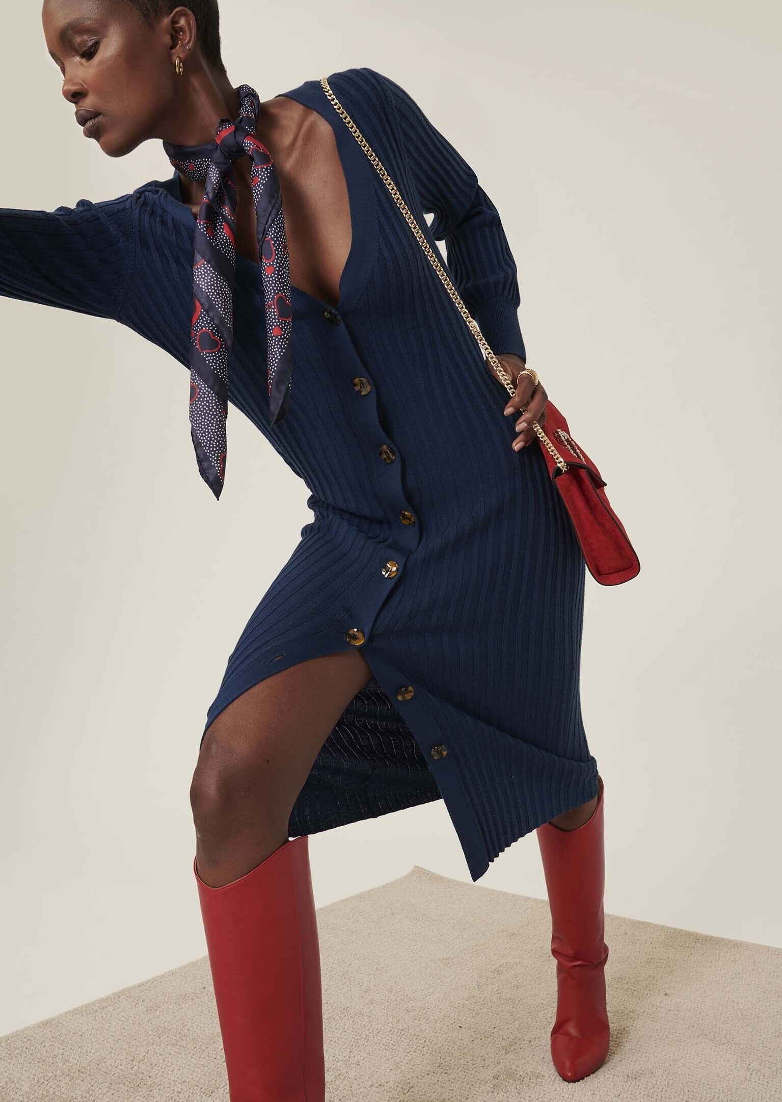 Robe Rydel bleu indigo en merinos extrafin Faume - seconde main