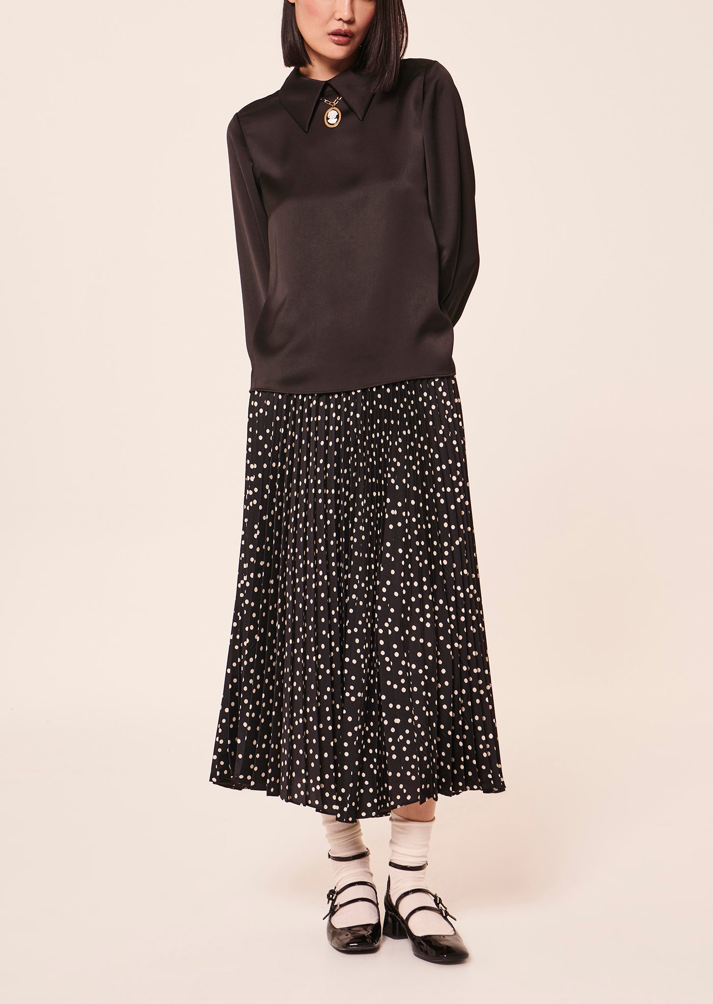 Top Tianna noir en satin fluide Faume - seconde main