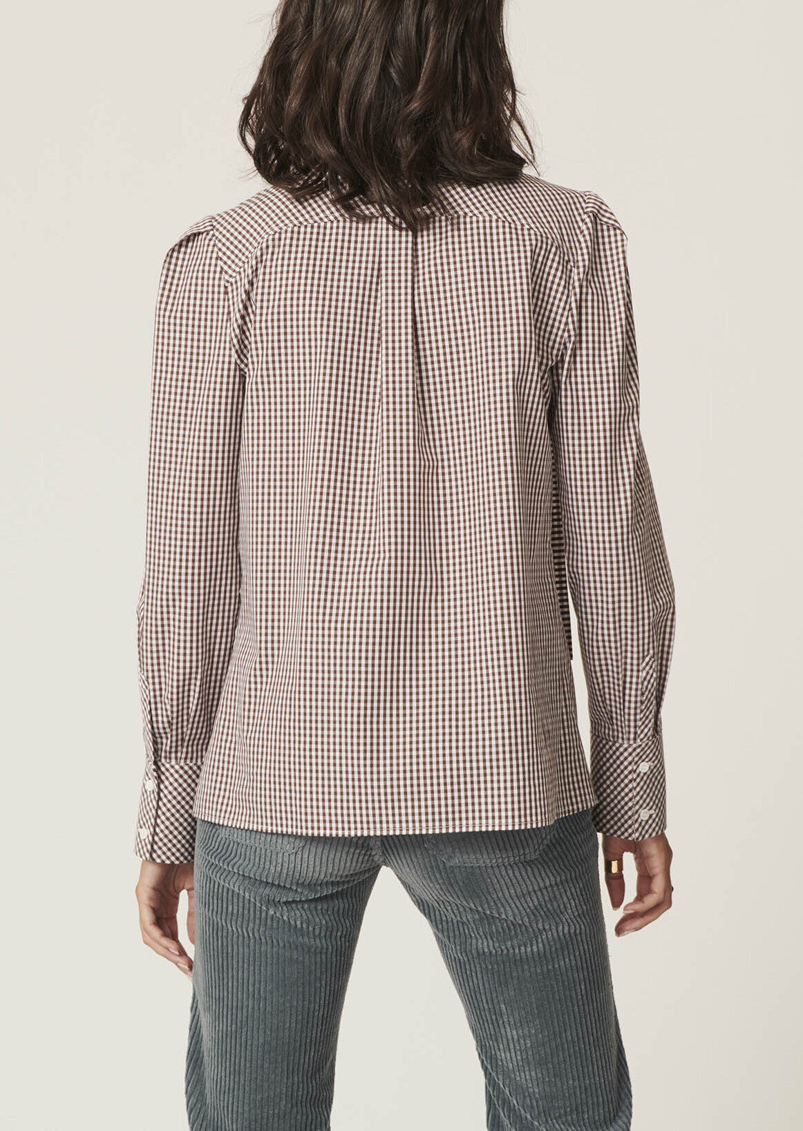 Chemise Christiane marron vichy en popeline Faume - seconde main