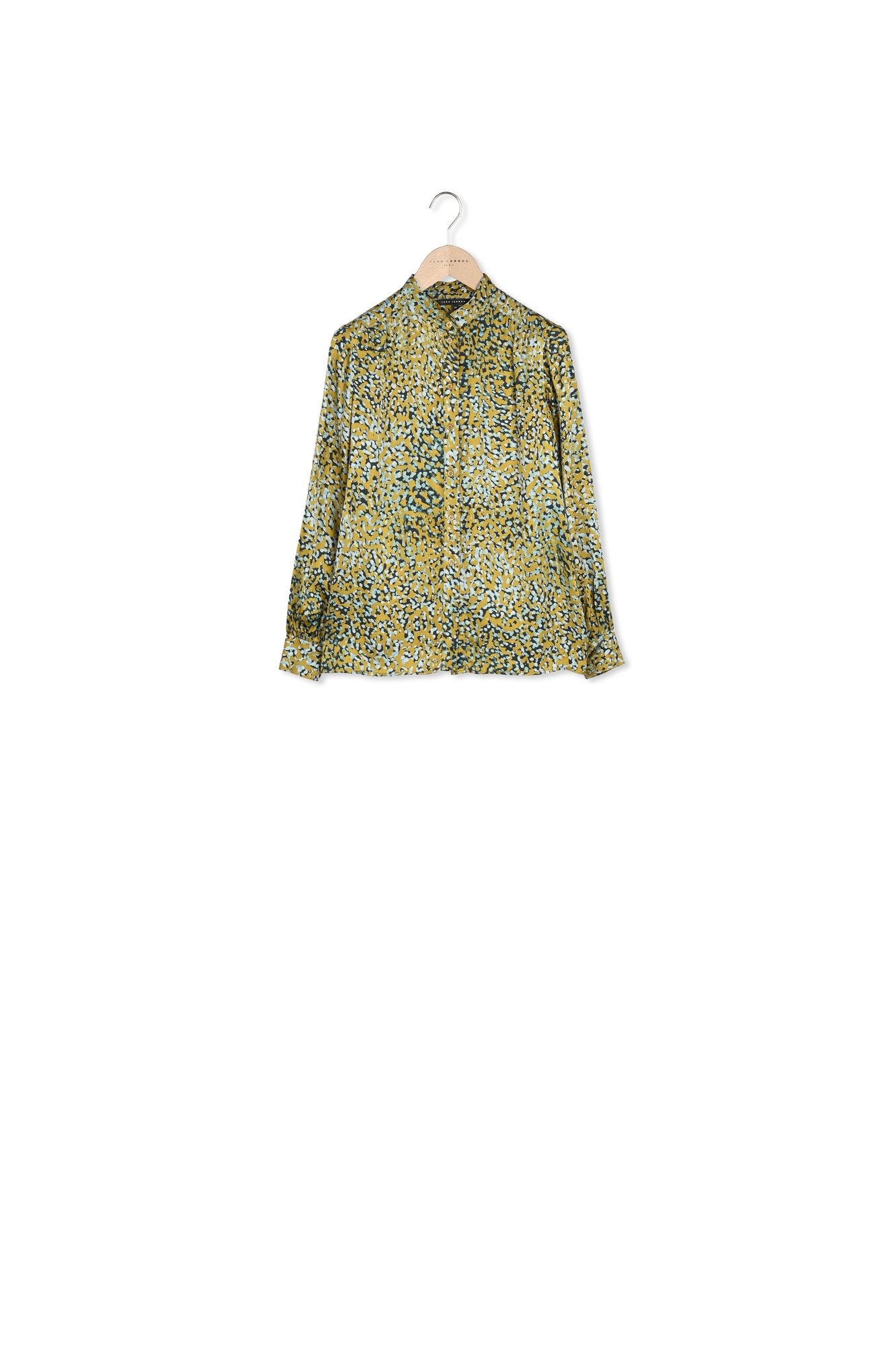 Blouse Tiberine imprimé aqua gold sur satin viscose Faume - seconde main