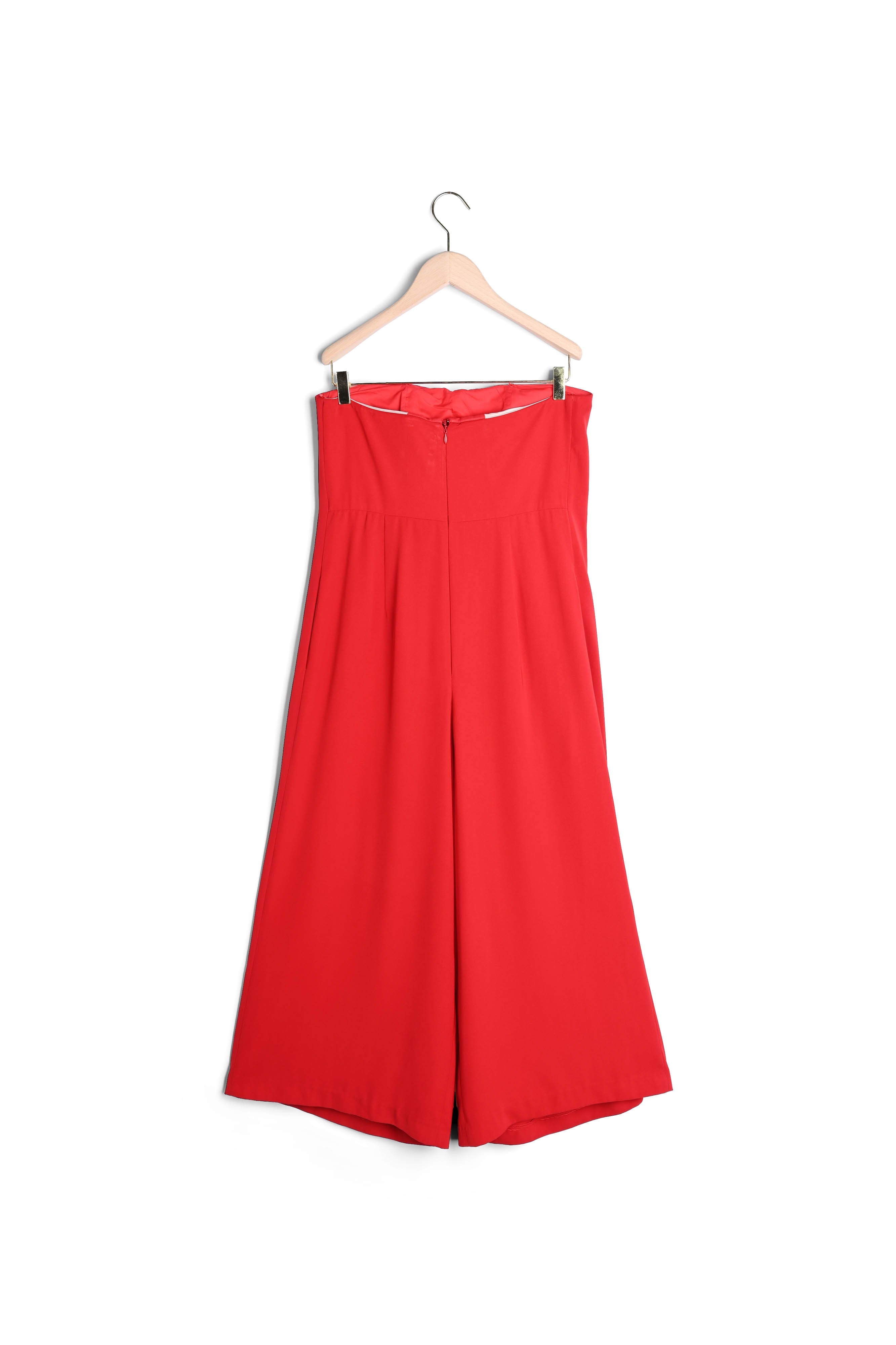 Combinaison-pantalon bustier rouge en crêpe fluide Faume - seconde main