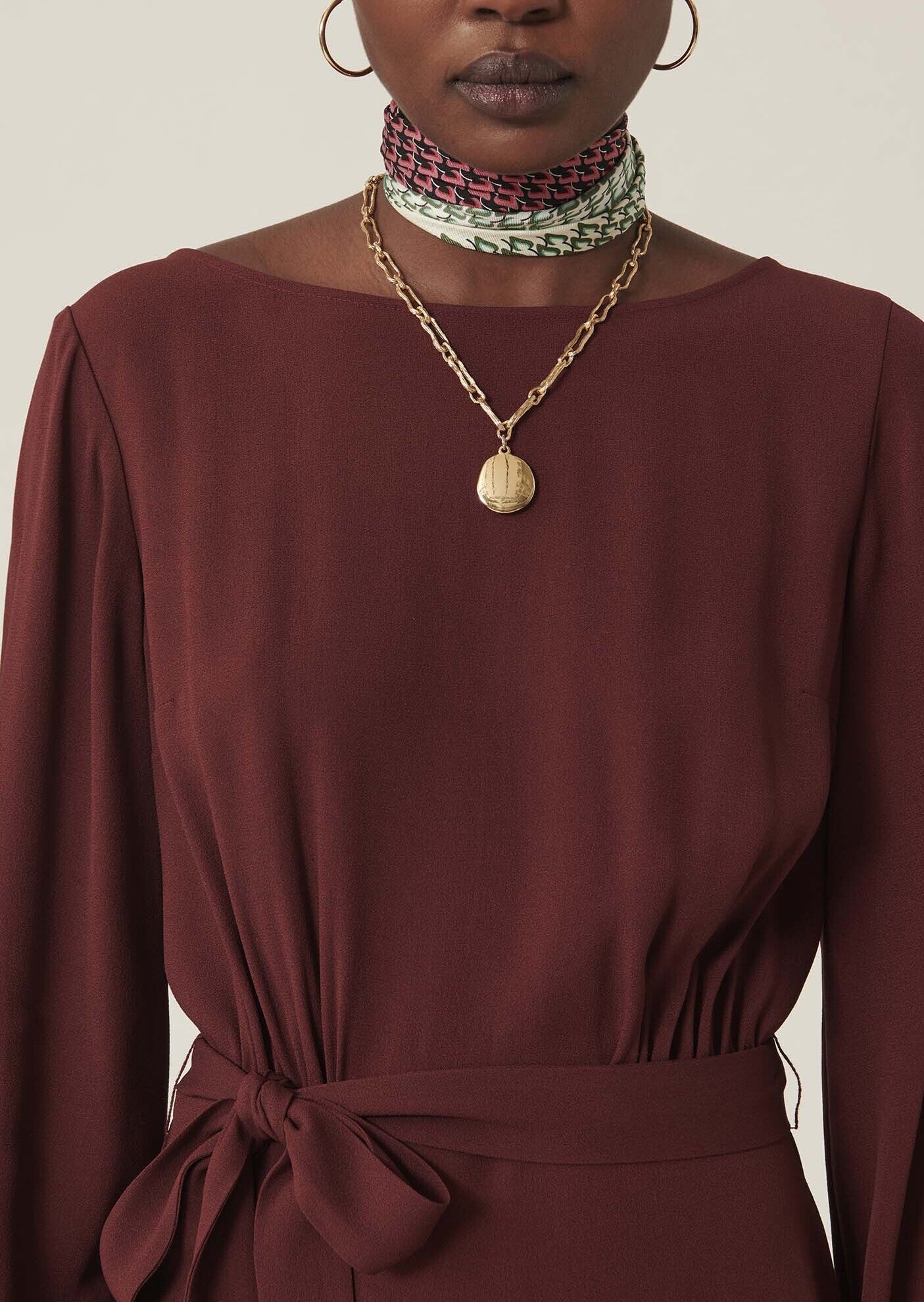 Robe Rilly bordeaux en crêpe envers satin Faume - seconde main