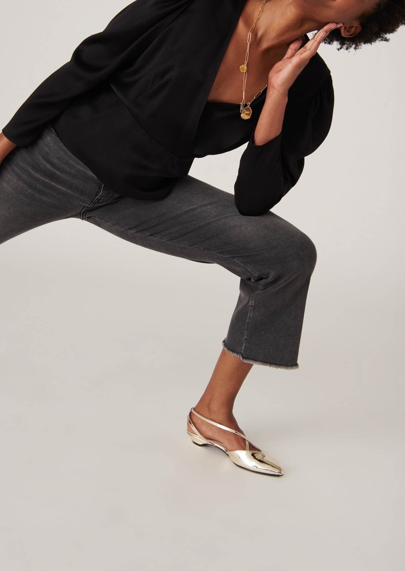 Top Topaz effet cache-coeur noir en crêpe martelé Faume - seconde main