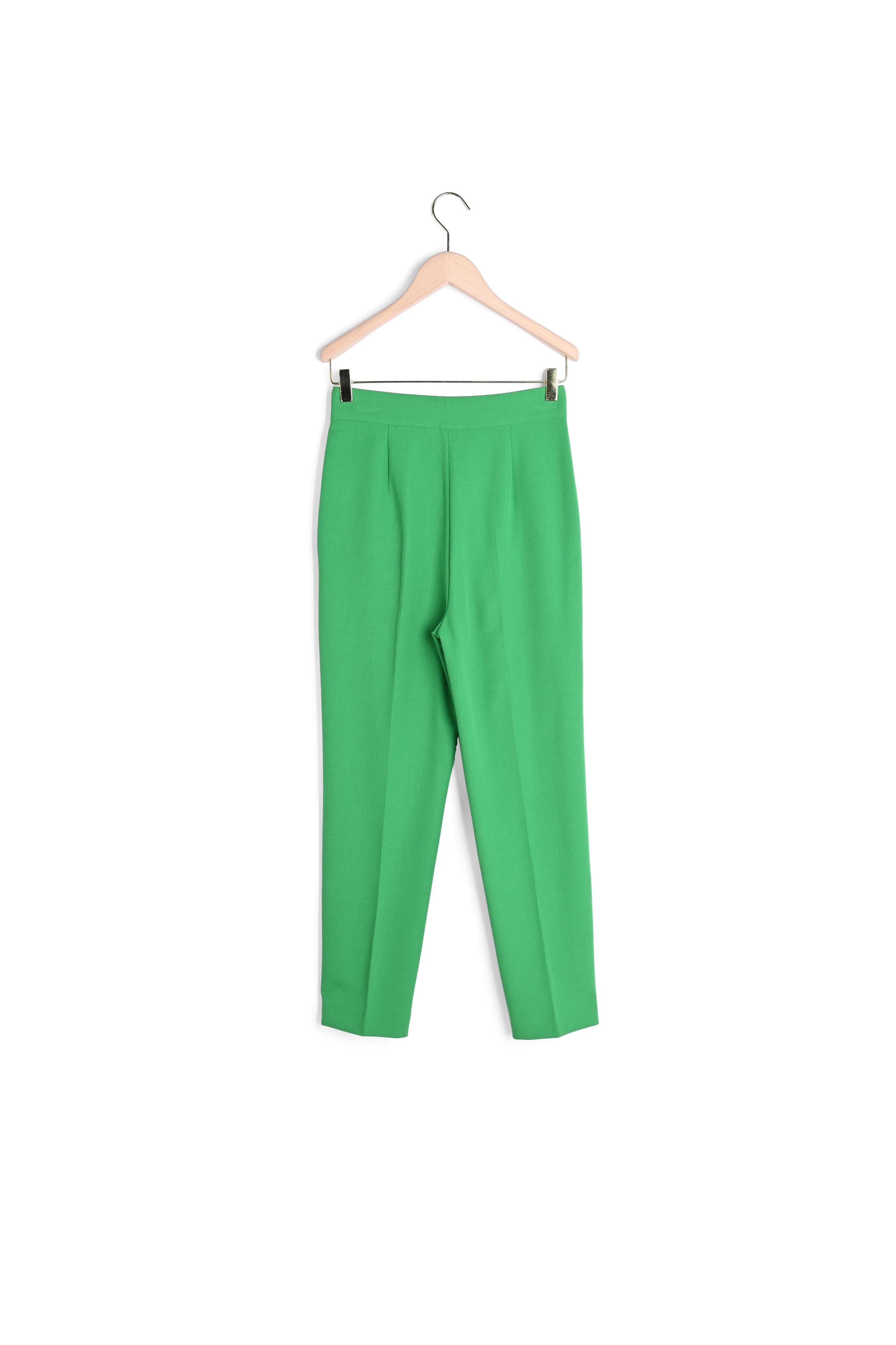 Pantalon cigarette Pao vert en toile gabardine Faume - seconde main