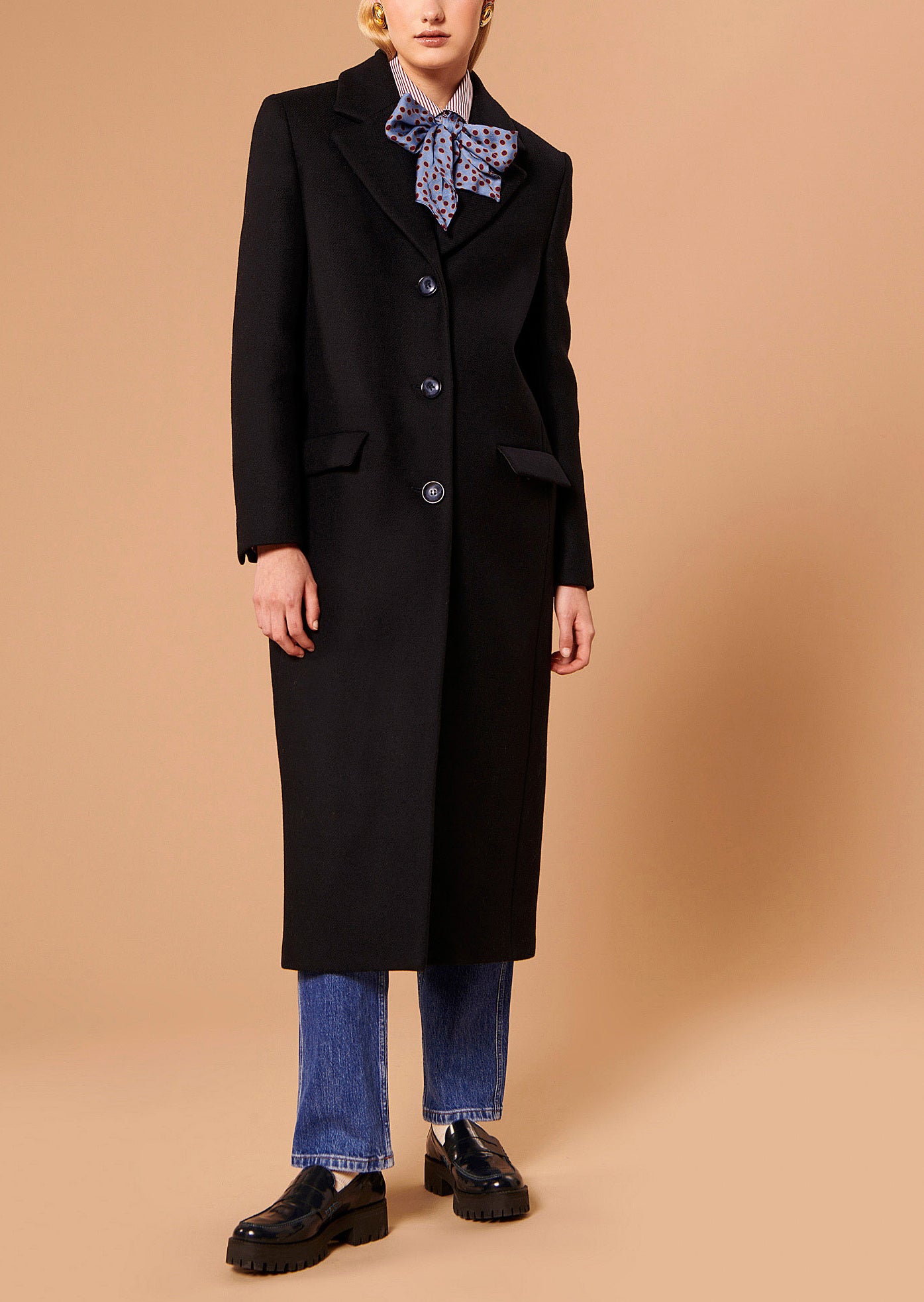 Manteau Mattie bleu nuit en drap caban Faume - seconde main