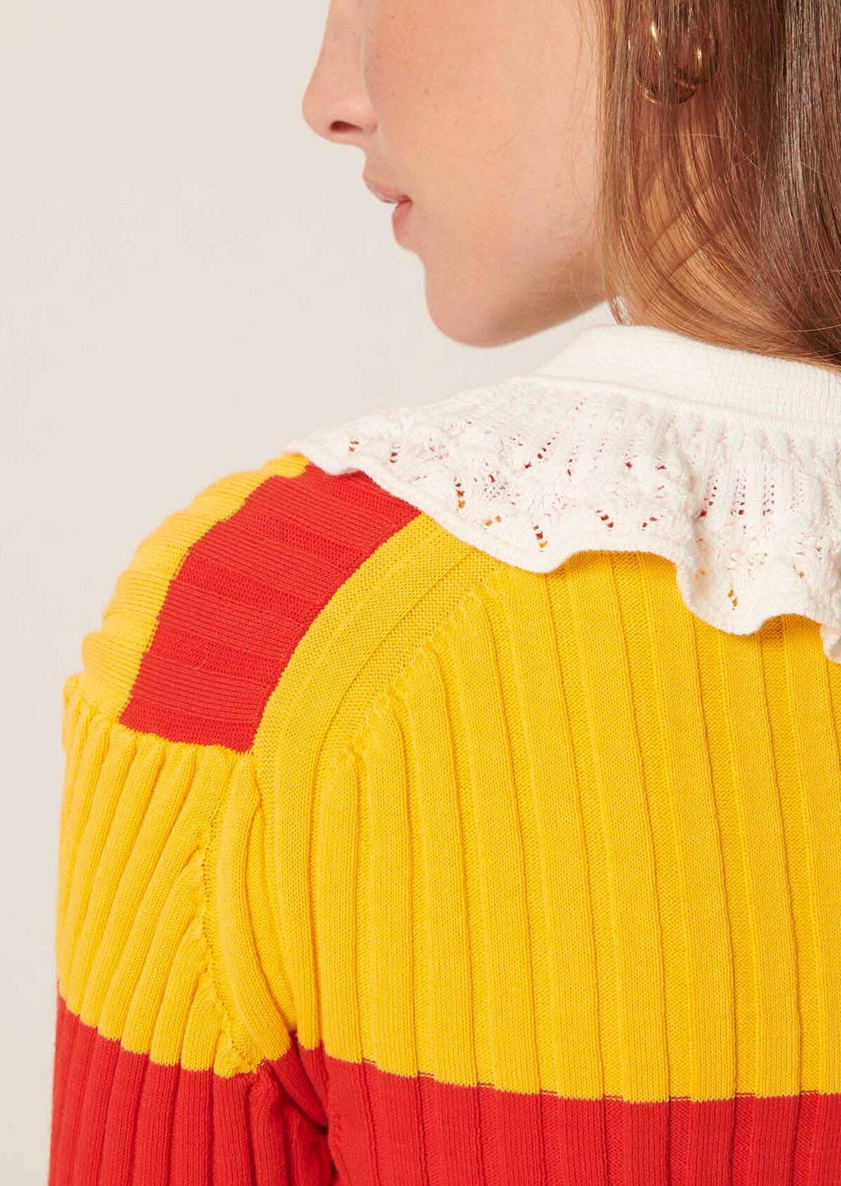 Pull Pandora écru à rayures en coton extrafin Faume - seconde main