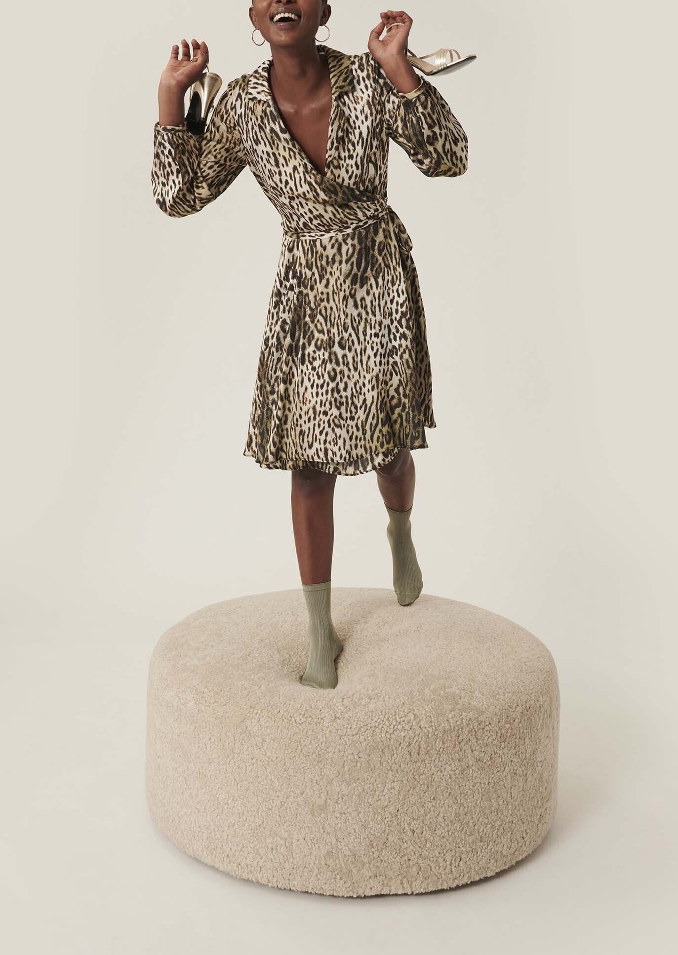 Robe Rysis beige imprimé léopard Faume - seconde main