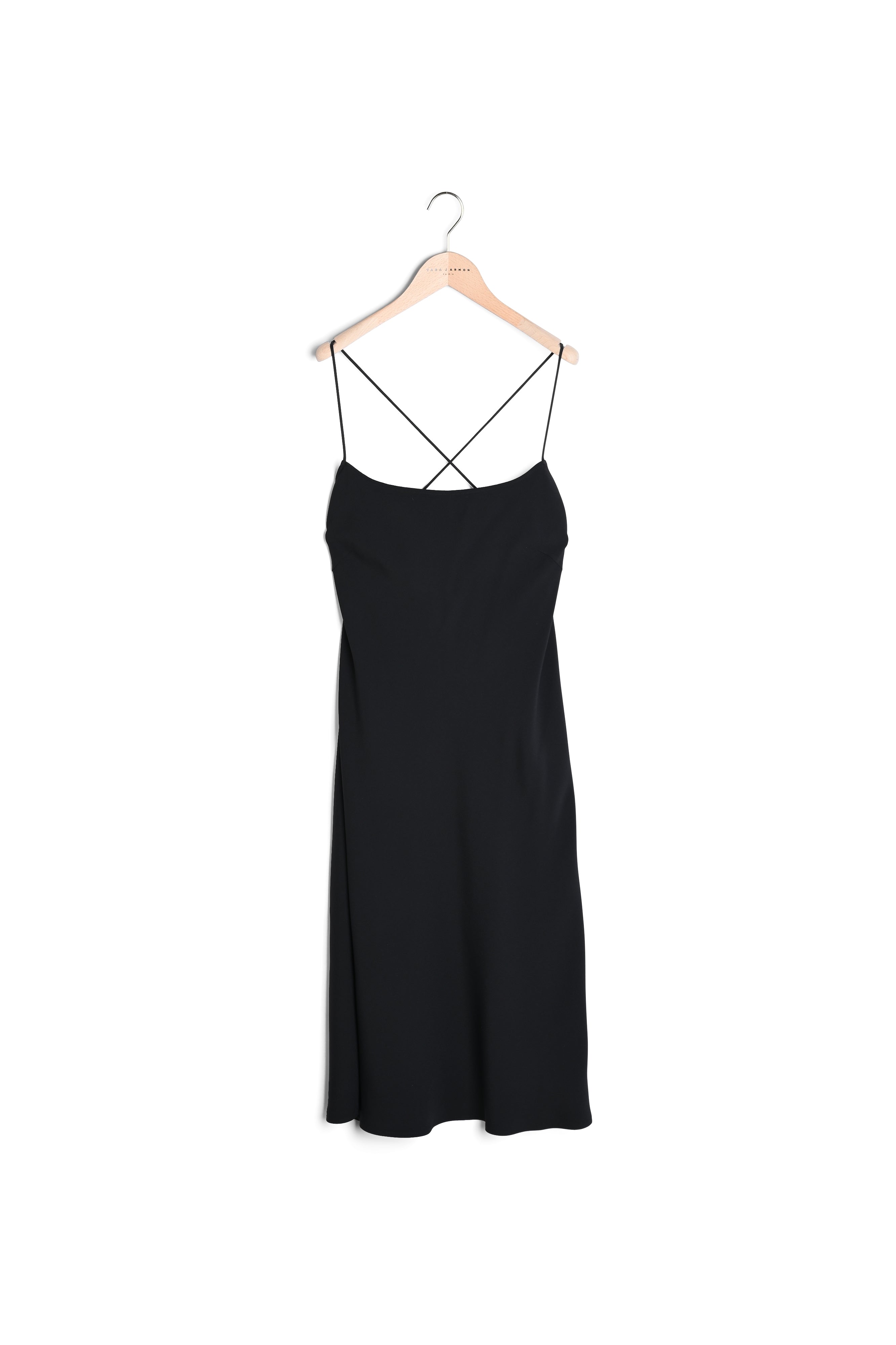Slip dress Reany noire en crêpe envers satin Faume - seconde main