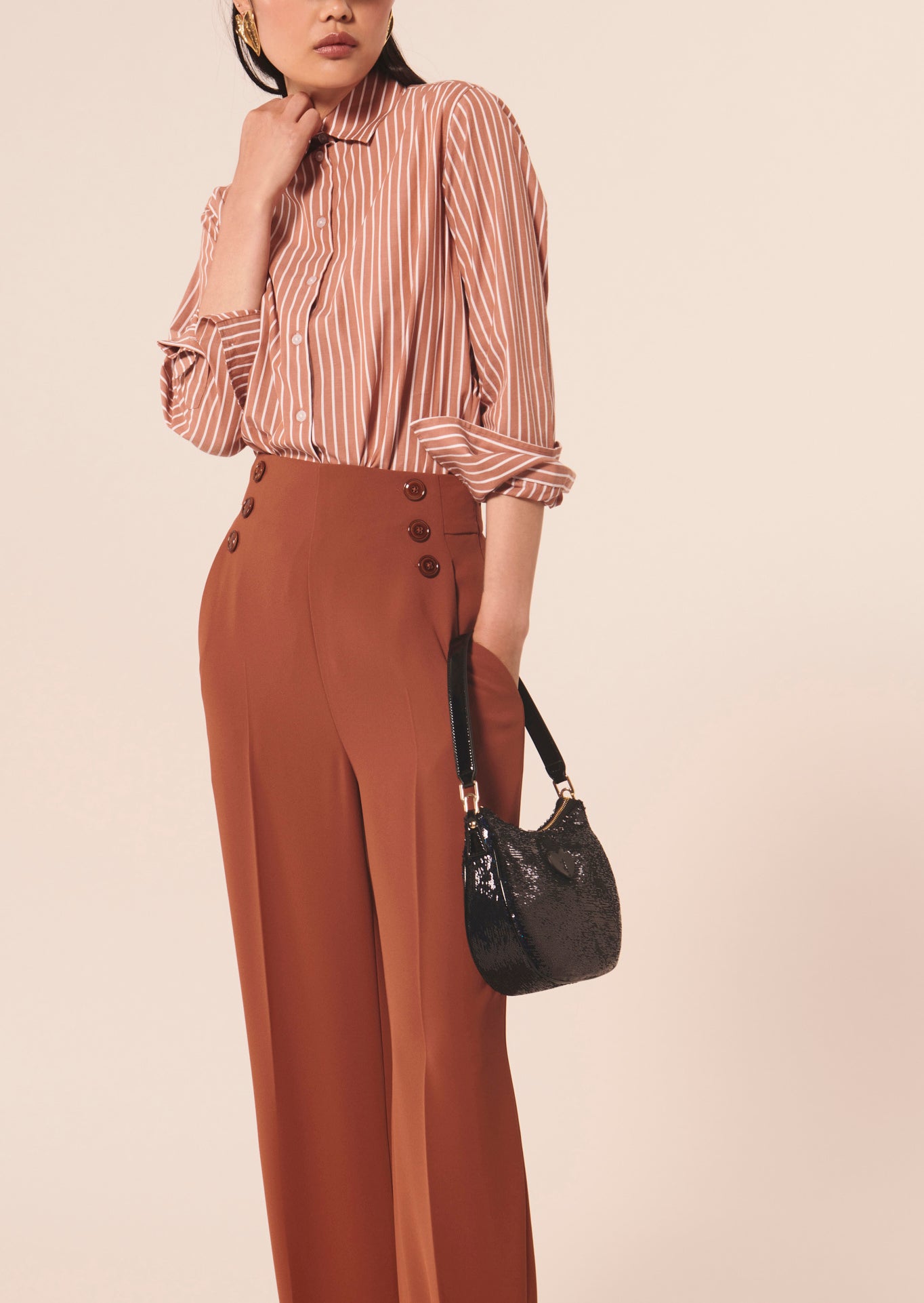 Chemise Carrie rose en popeline à rayures Faume - seconde main