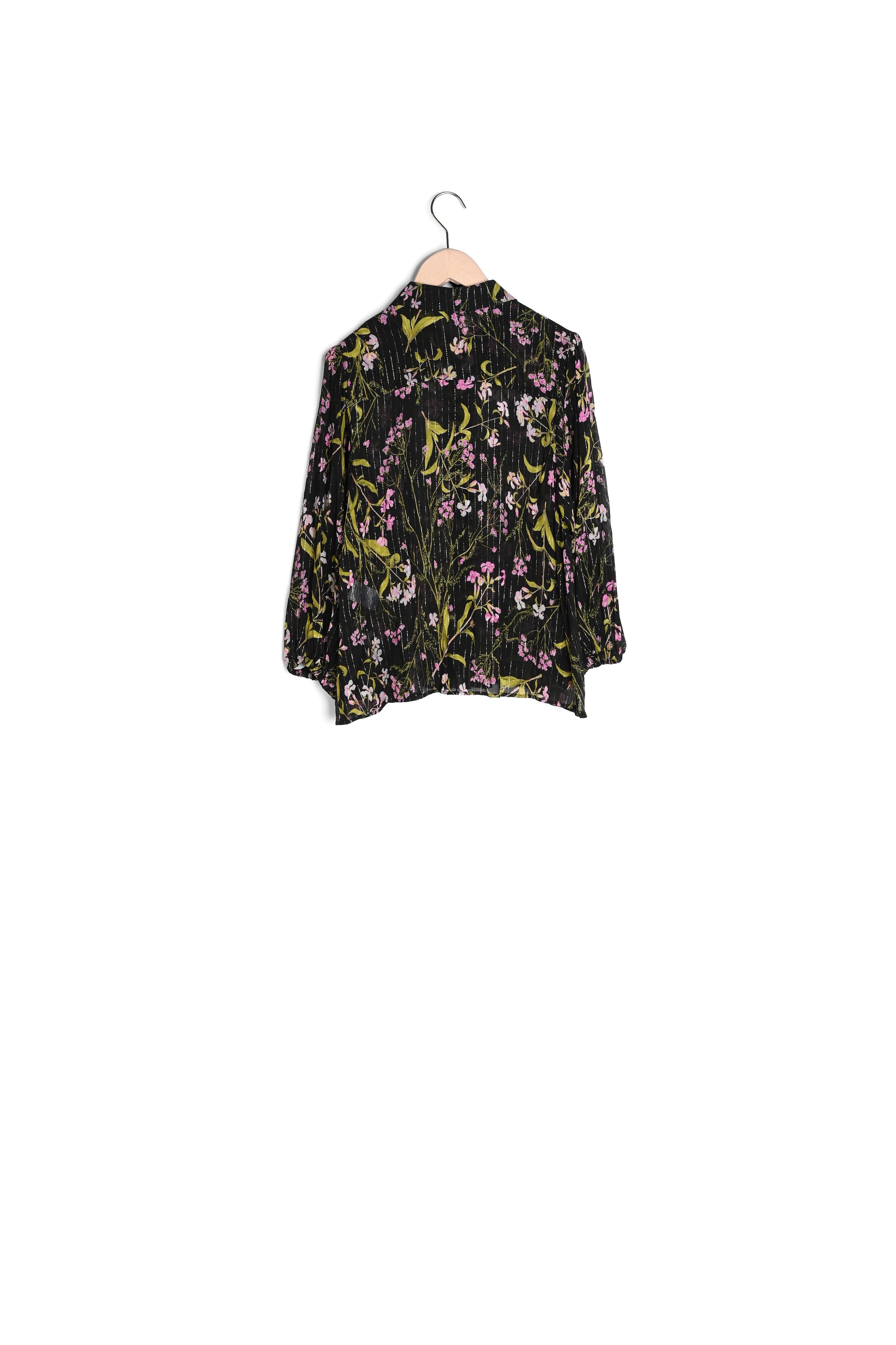 Chemise Colette noire imprimé fleuri en lurex Faume - seconde main