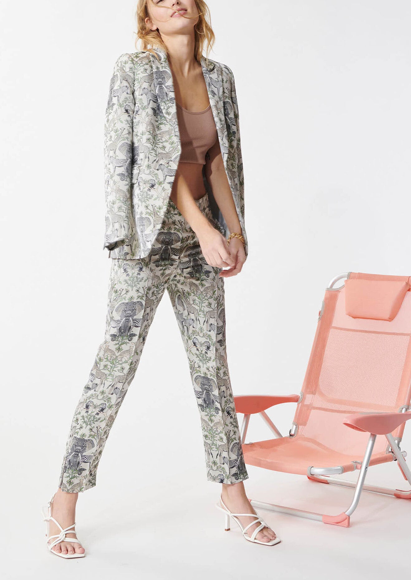 Pantalon Paul écru en jacquard jungle Faume - seconde main