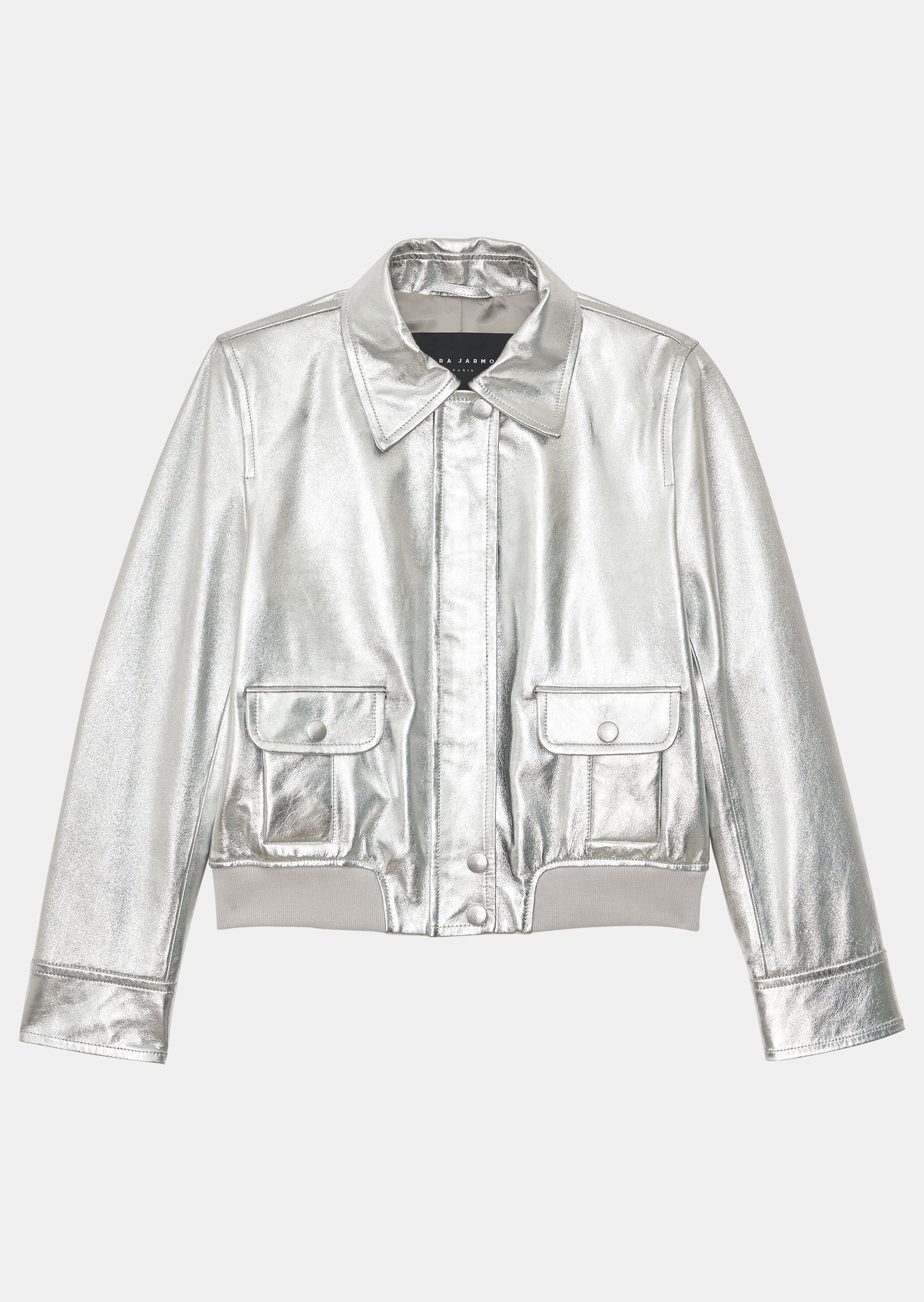 Blouson Vicenzo argenté en cuir Faume - seconde main