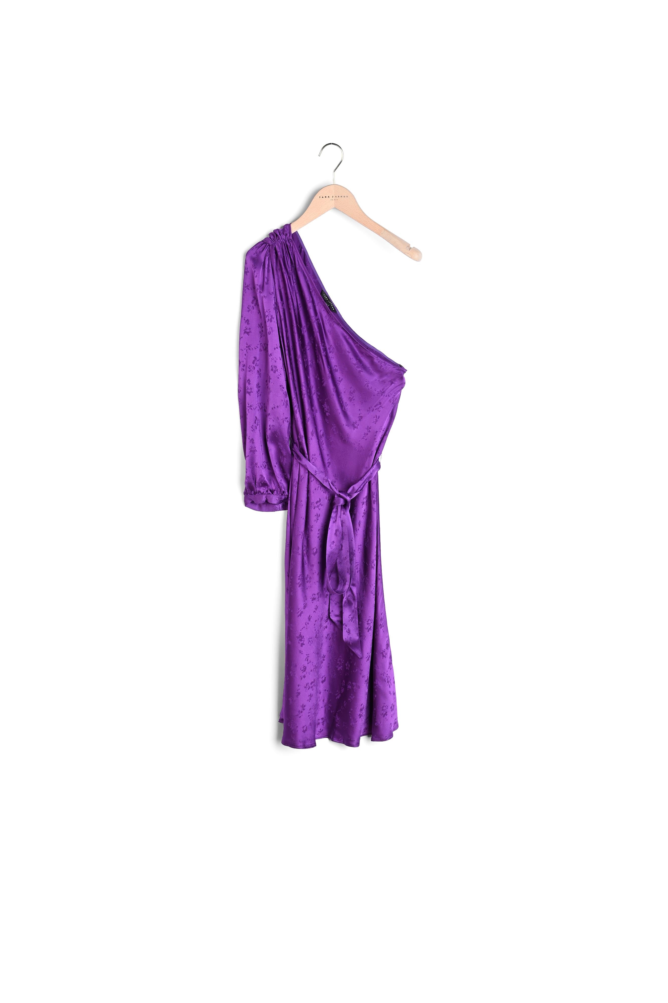 Robe one-shoulder Riona en jacquard fleuri violet Faume - seconde main